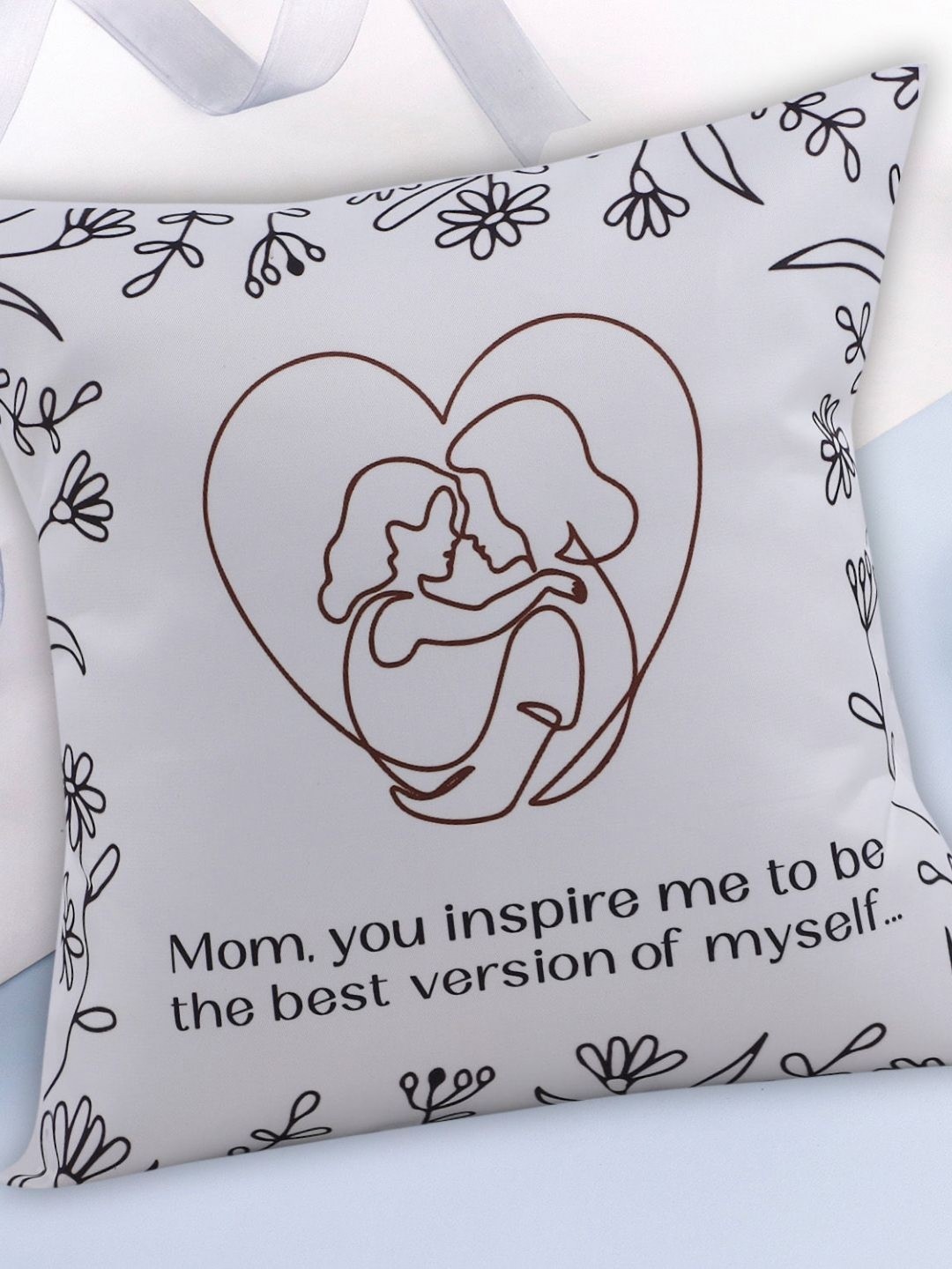 

fnp White & Black Printed Square Shaped Pre-Filled Cushion