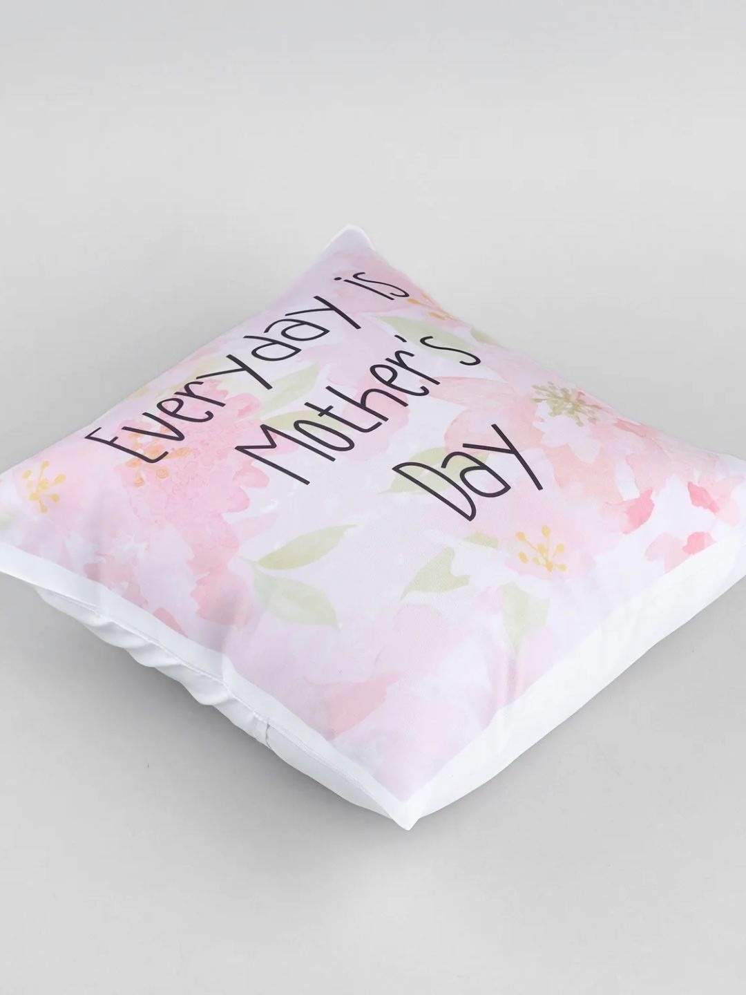 

fnp White & Pink Printed Square Shaped Pre-Filled Cushion