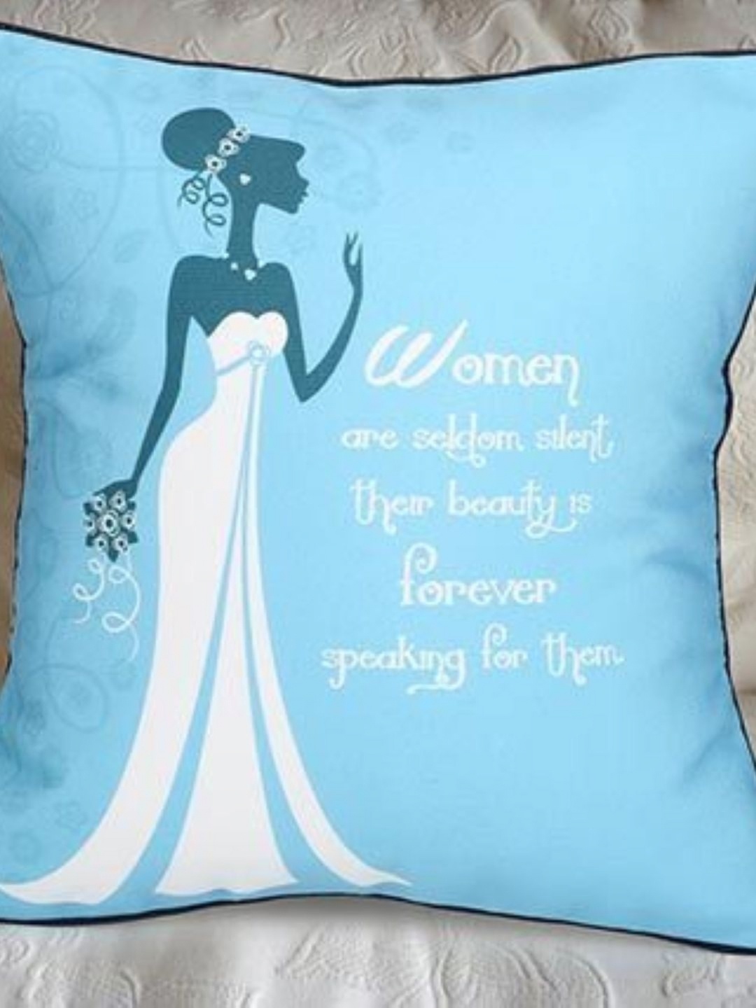 

fnp White & Blue Printed Reversible Filled Cushion