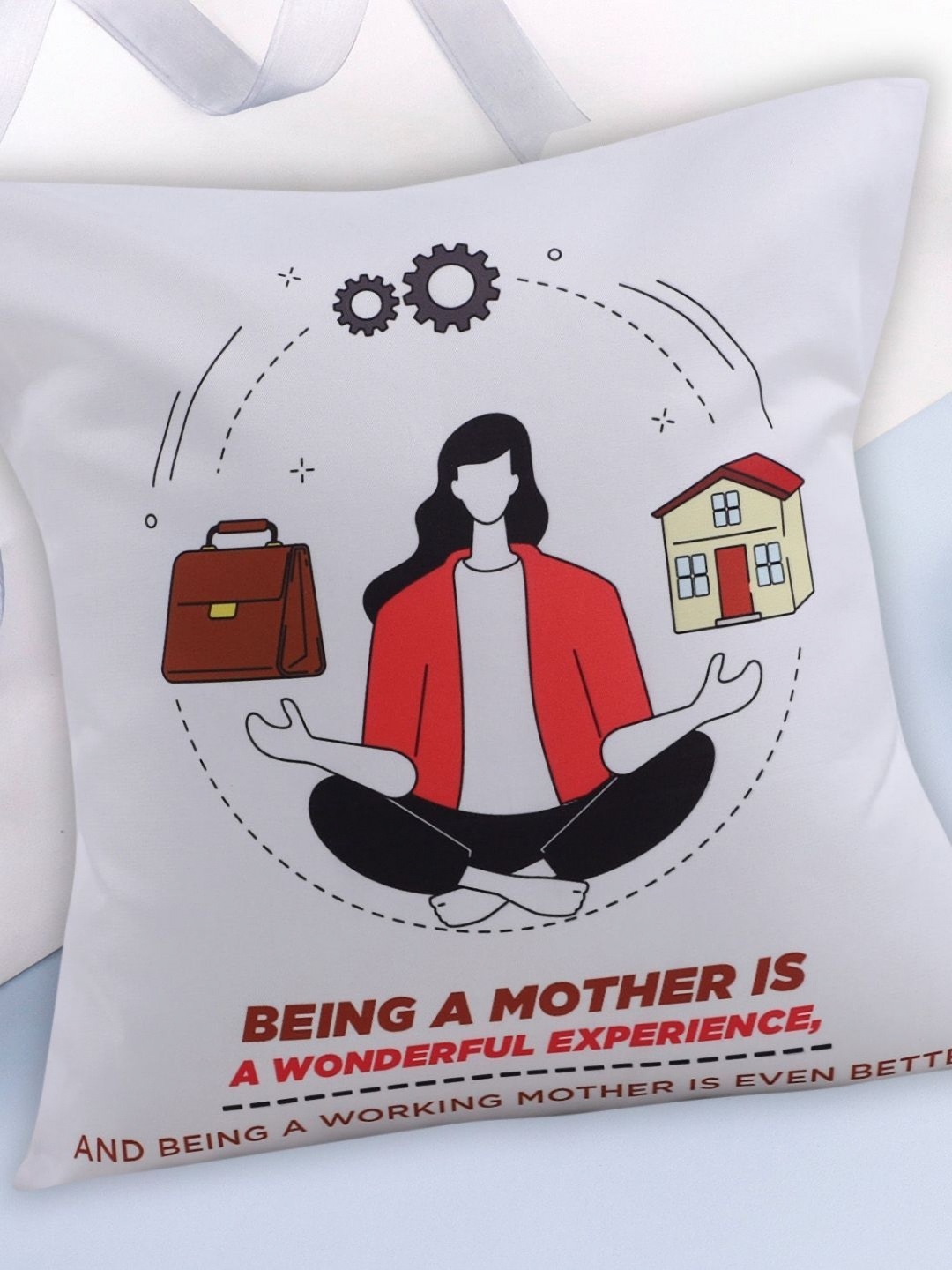 

fnp White & Red Printed Sqaure Cushion