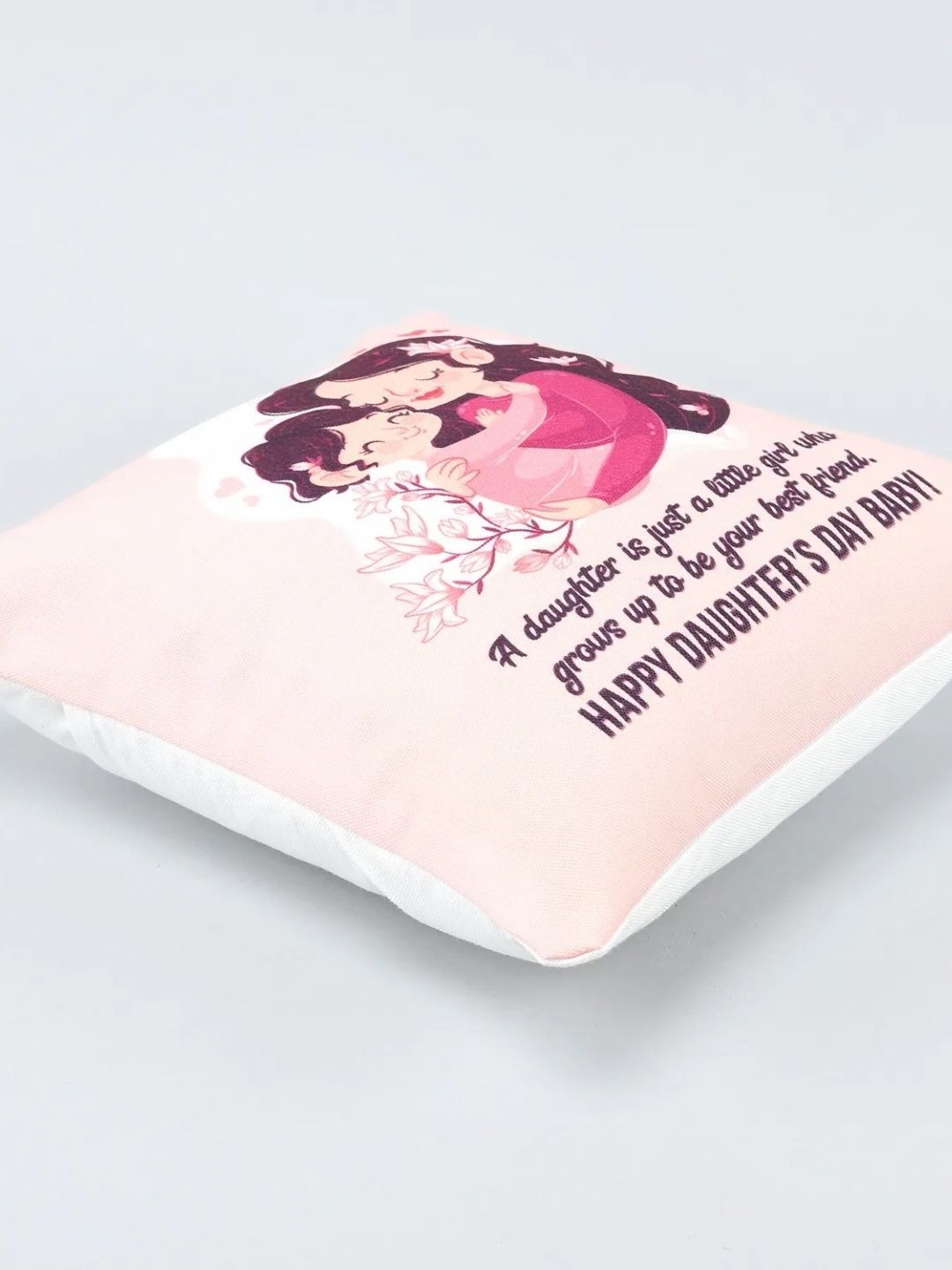 

fnp Pink & White Printed Square Shaped Pre-Filled Cushion