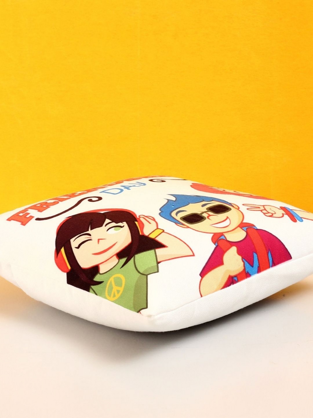 

fnp White & Green Printed Square Shaped Filled Cushion