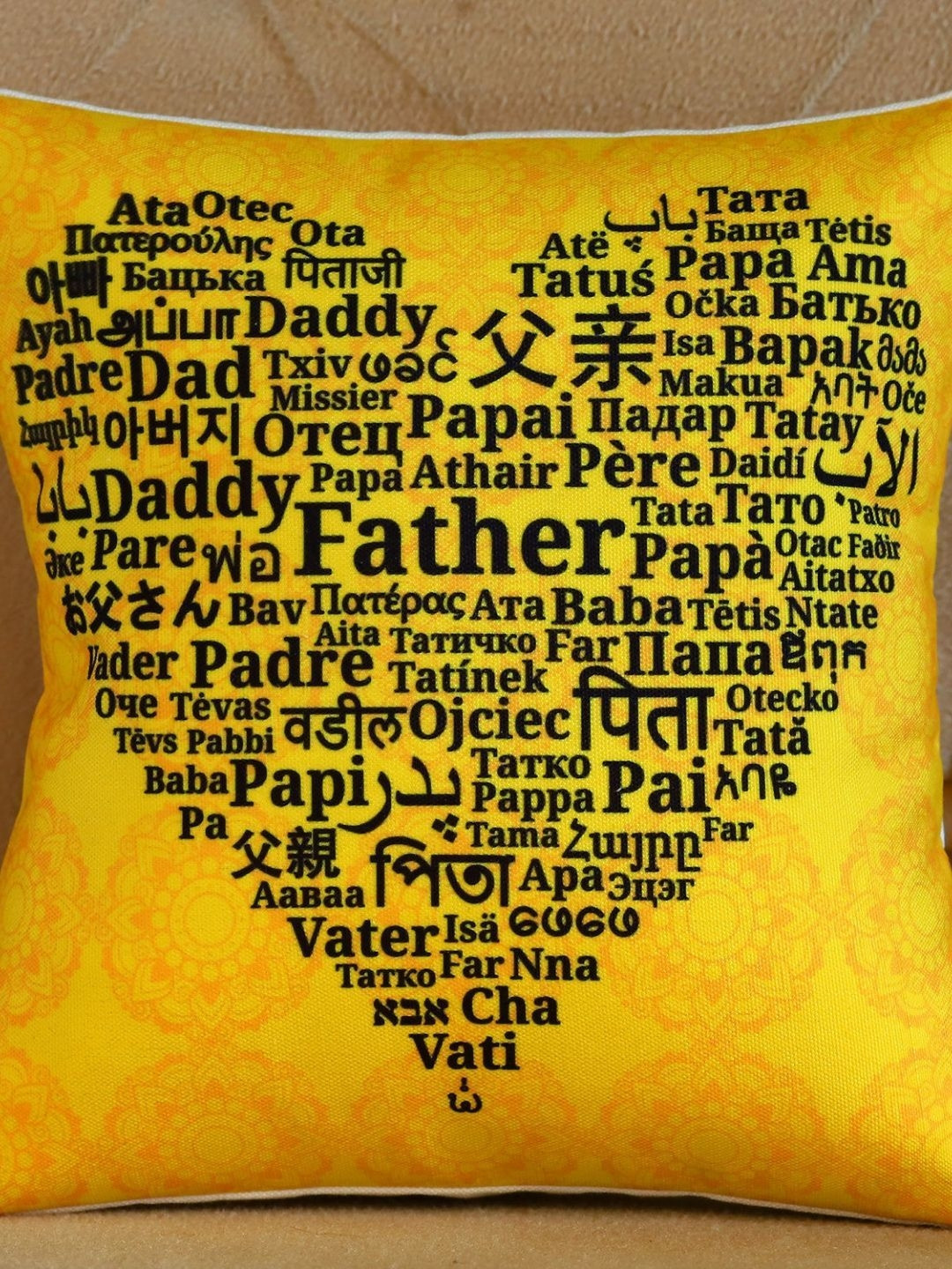 

fnp White & Yellow Printed Pre-Filled Cushion