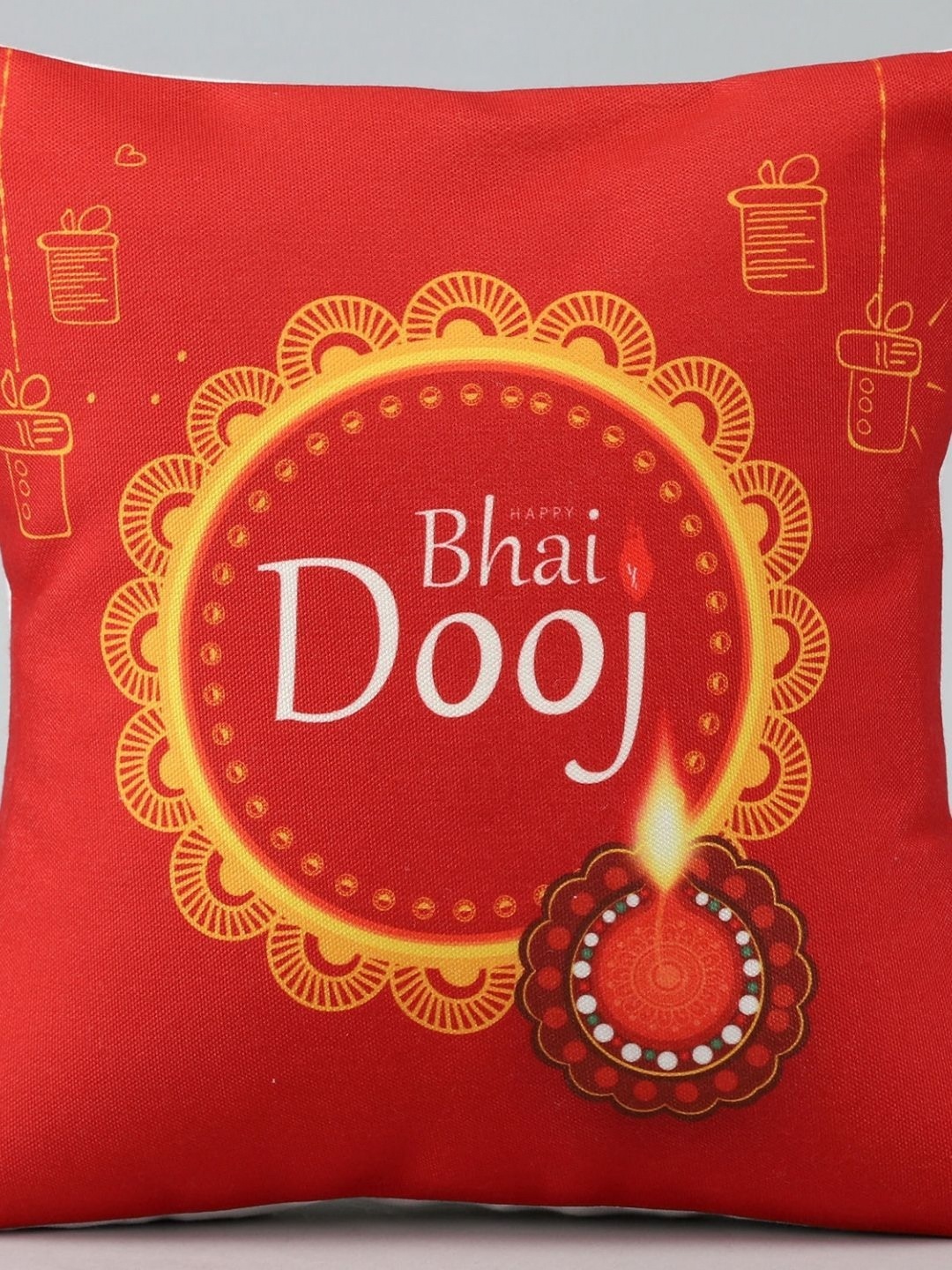 

fnp Red & White Printed Elegant Bhai Dooj Cushion