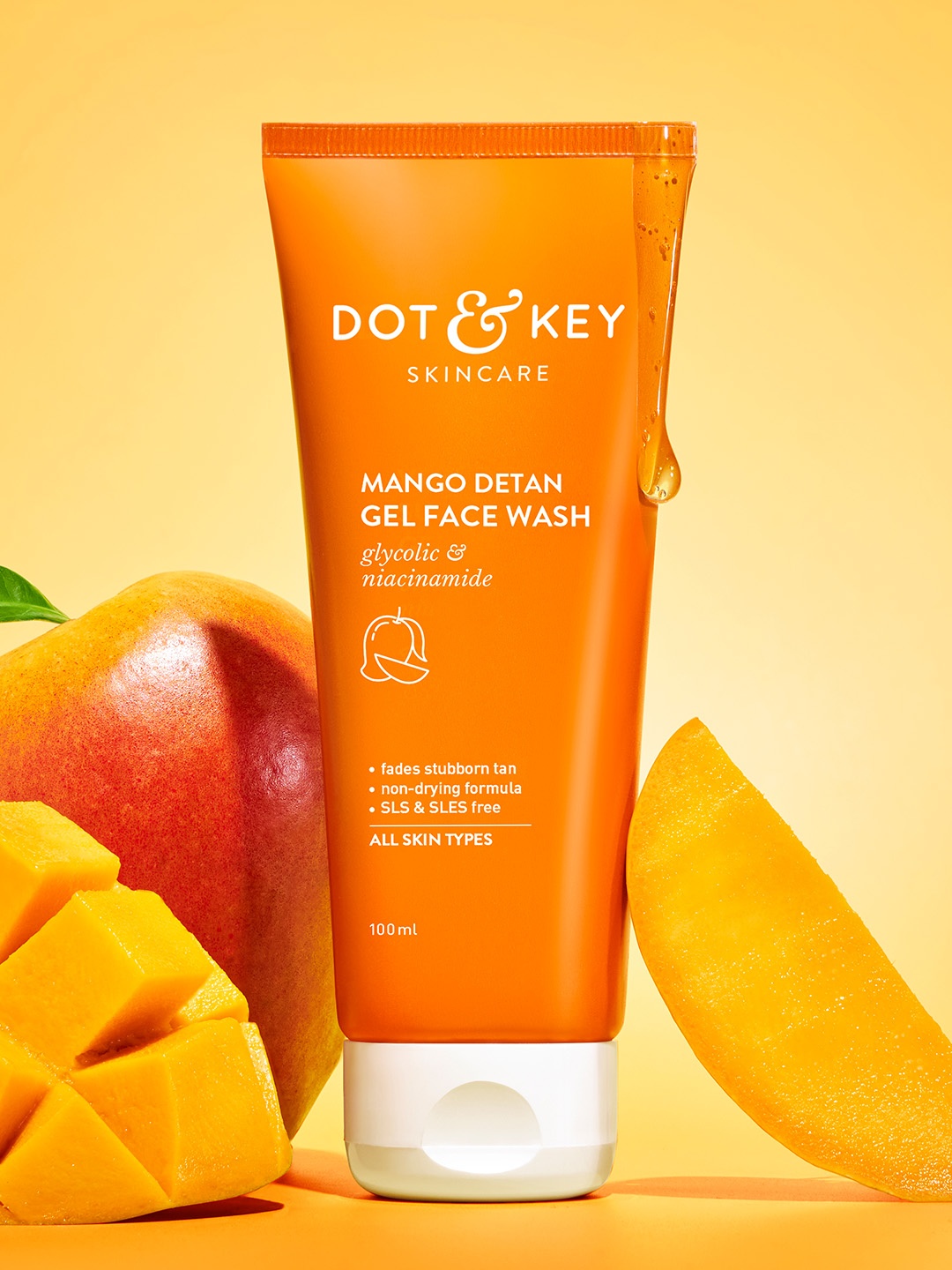 

DOT & KEY Mango Detan Gel Face Wash With Glycolic & Lactic - 100ml, Orange