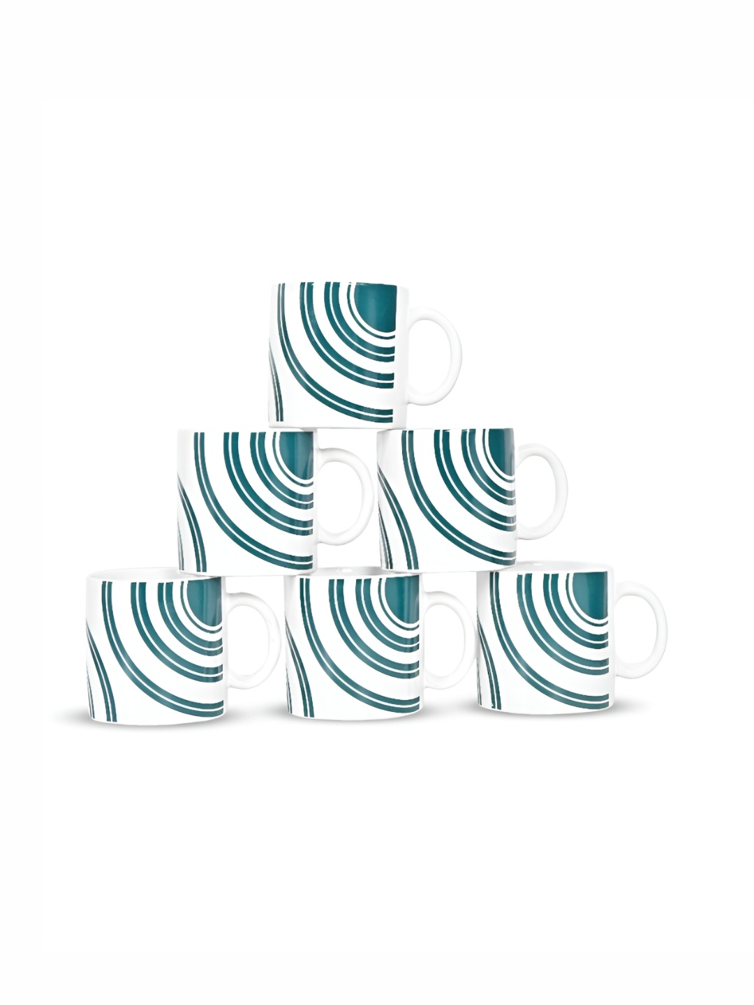 

Femora Green & White 6 Pieces Printed Ceramic Matte Cups 180 ml