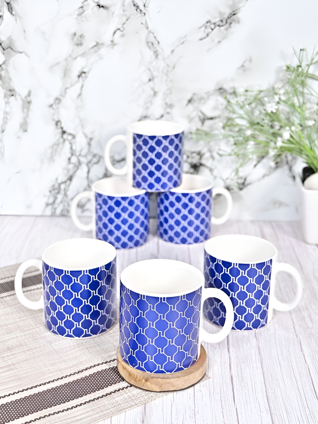 

Femora Blue & White Printed 6 Pieces Printed Ceramic Matte Cups 180 ml