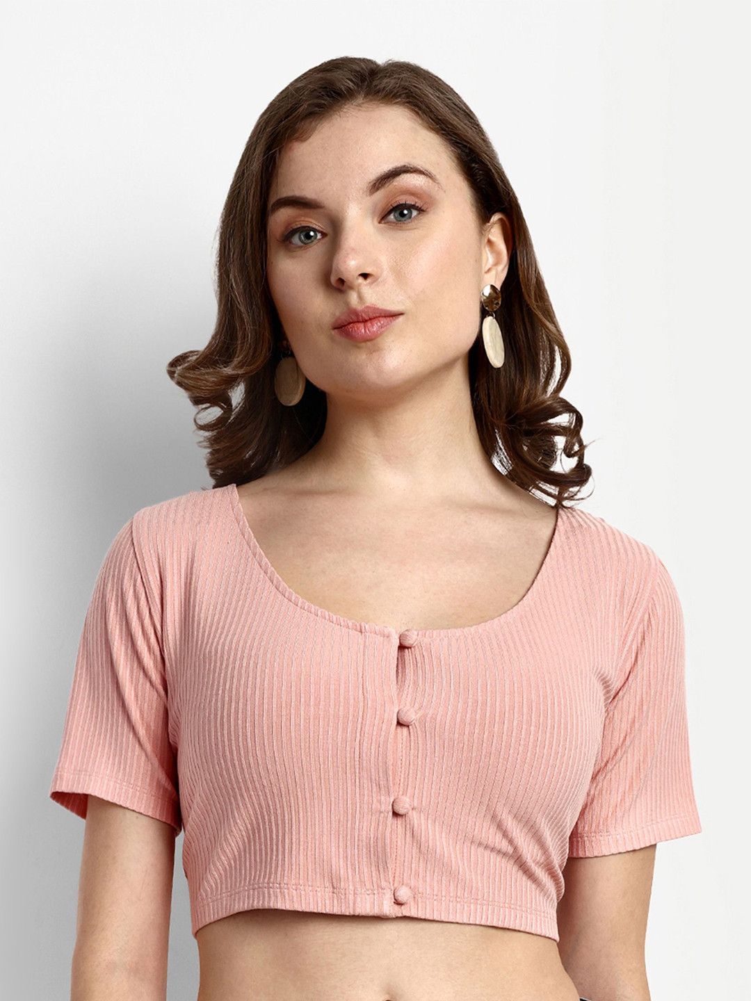 

PANDORNA Crop Button-front jersey top, Pink