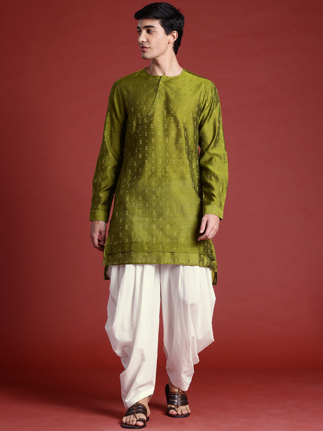 

Anouk Self Design Regular Kurta with Dhoti Pants, Green