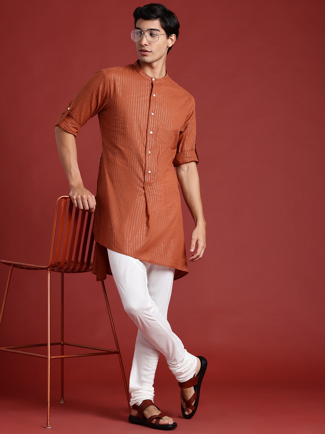 

Anouk Lurex Detailed Kurta with Churidar, Rust