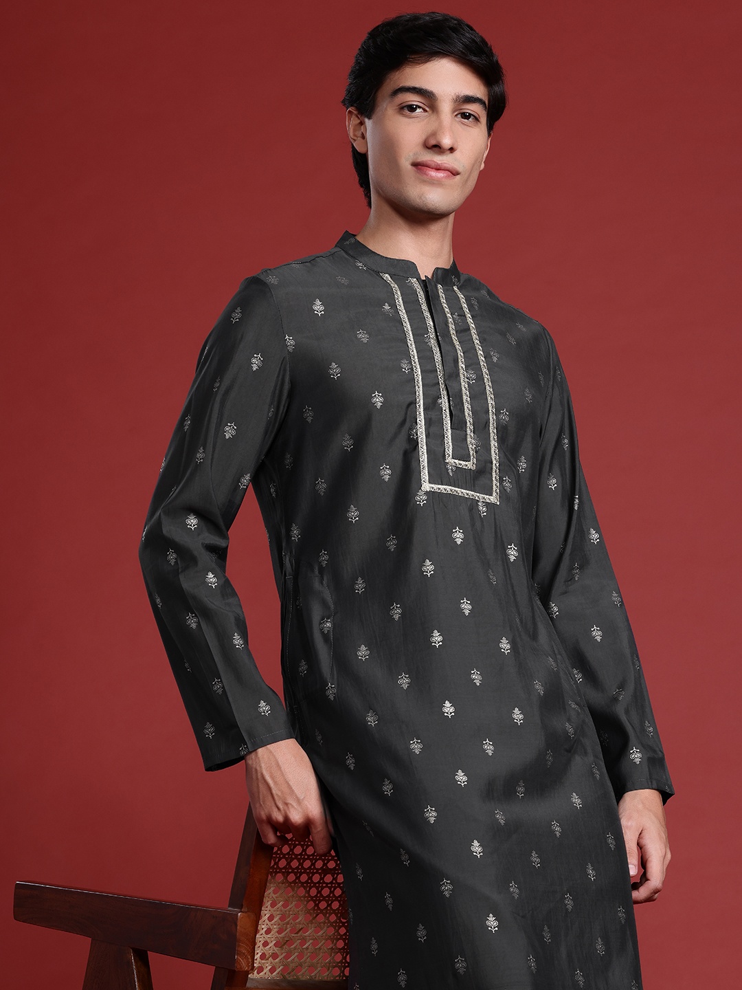 

Anouk Indie Print Kurta with Churidar, Charcoal