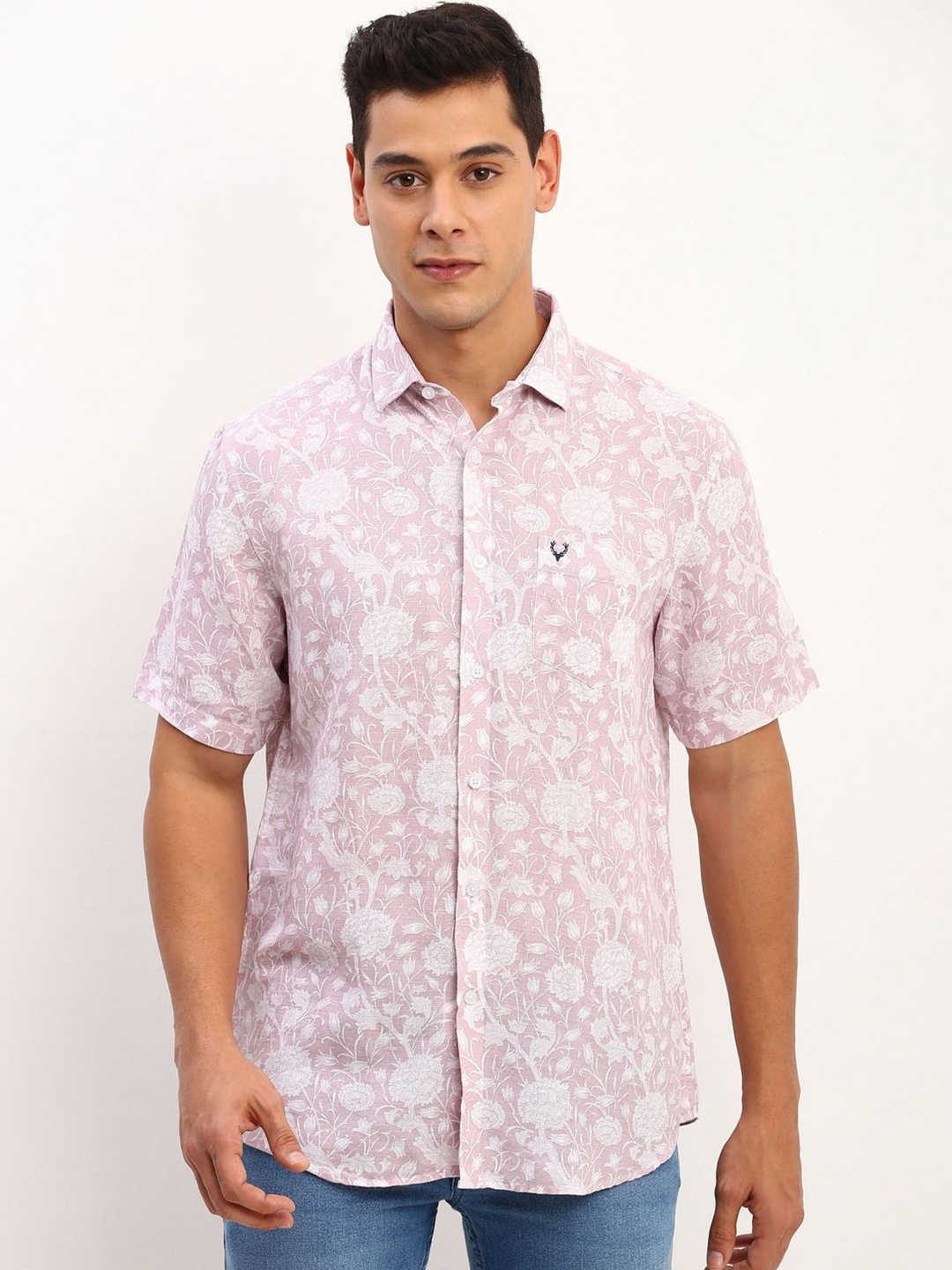 

Allen Solly Men Floral Printed Slim Fit Casual Shirt, Pink