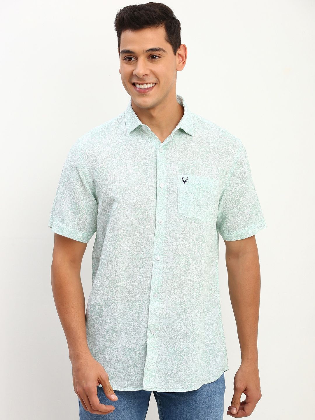 

Allen Solly Men Floral Printed Slim Fit Casual Shirt, Green