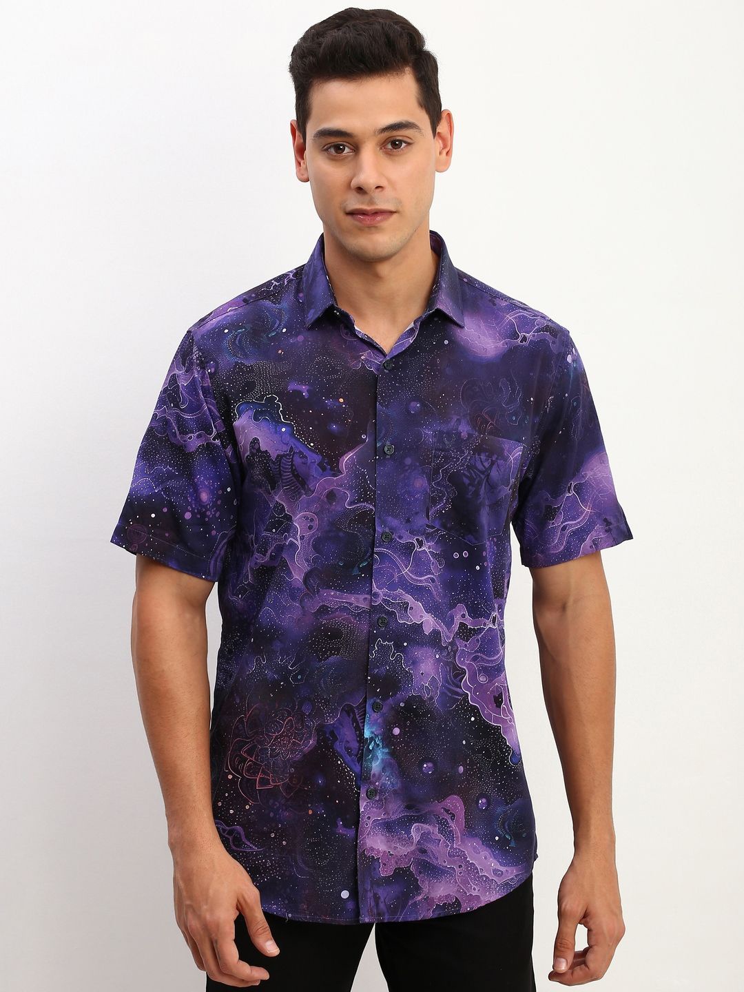 

Allen Solly Men Abstract Printed Cotton Slim Fit Casual Shirt, Purple