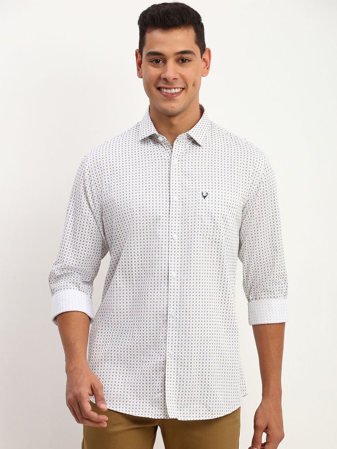 

Allen Solly Men Micro Ditsy Printed Slim Fit Casual Shirt, White