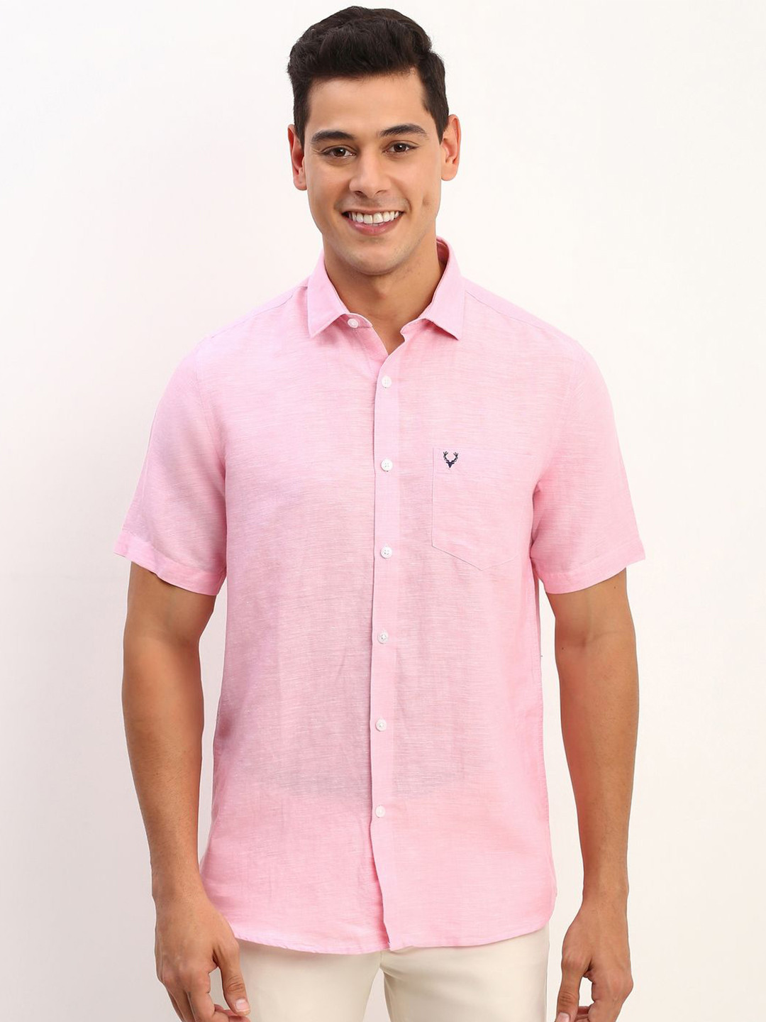 

Allen Solly Men Solid Slim Fit Casual Shirt, Pink