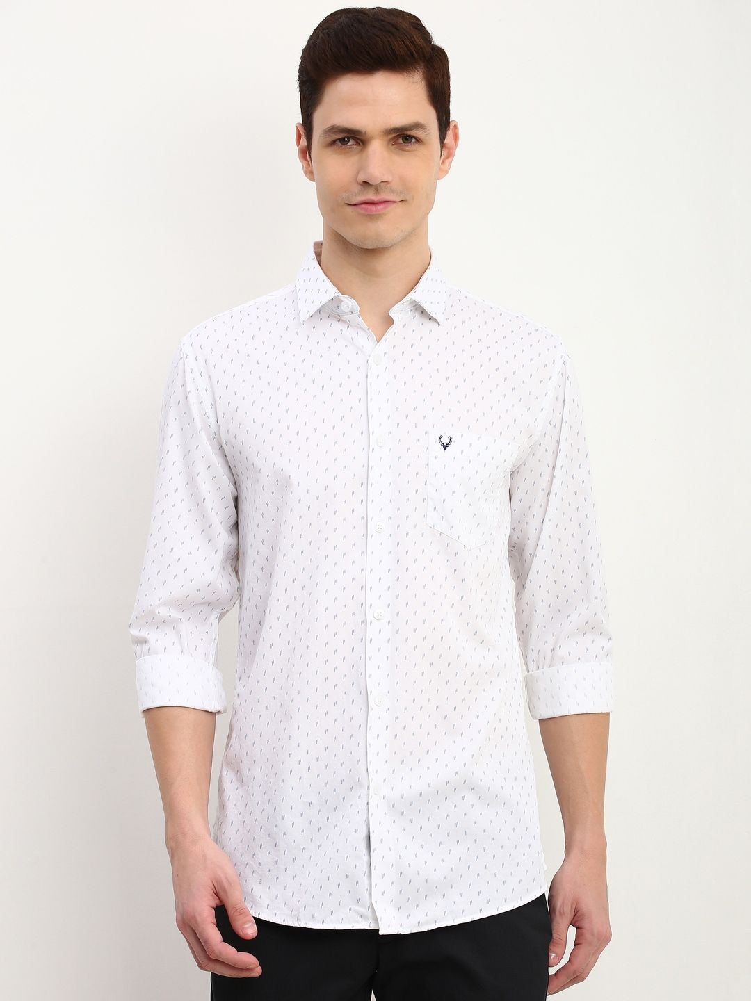 

Allen Solly Men Micro Ditsy Printed Slim Fit Pure Cotton Shirts, White