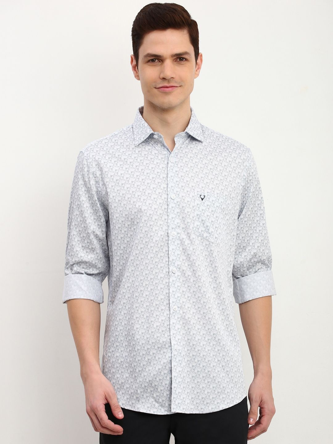 

Allen Solly Men Slim Fit Opaque Printed Formal Shirt, Green