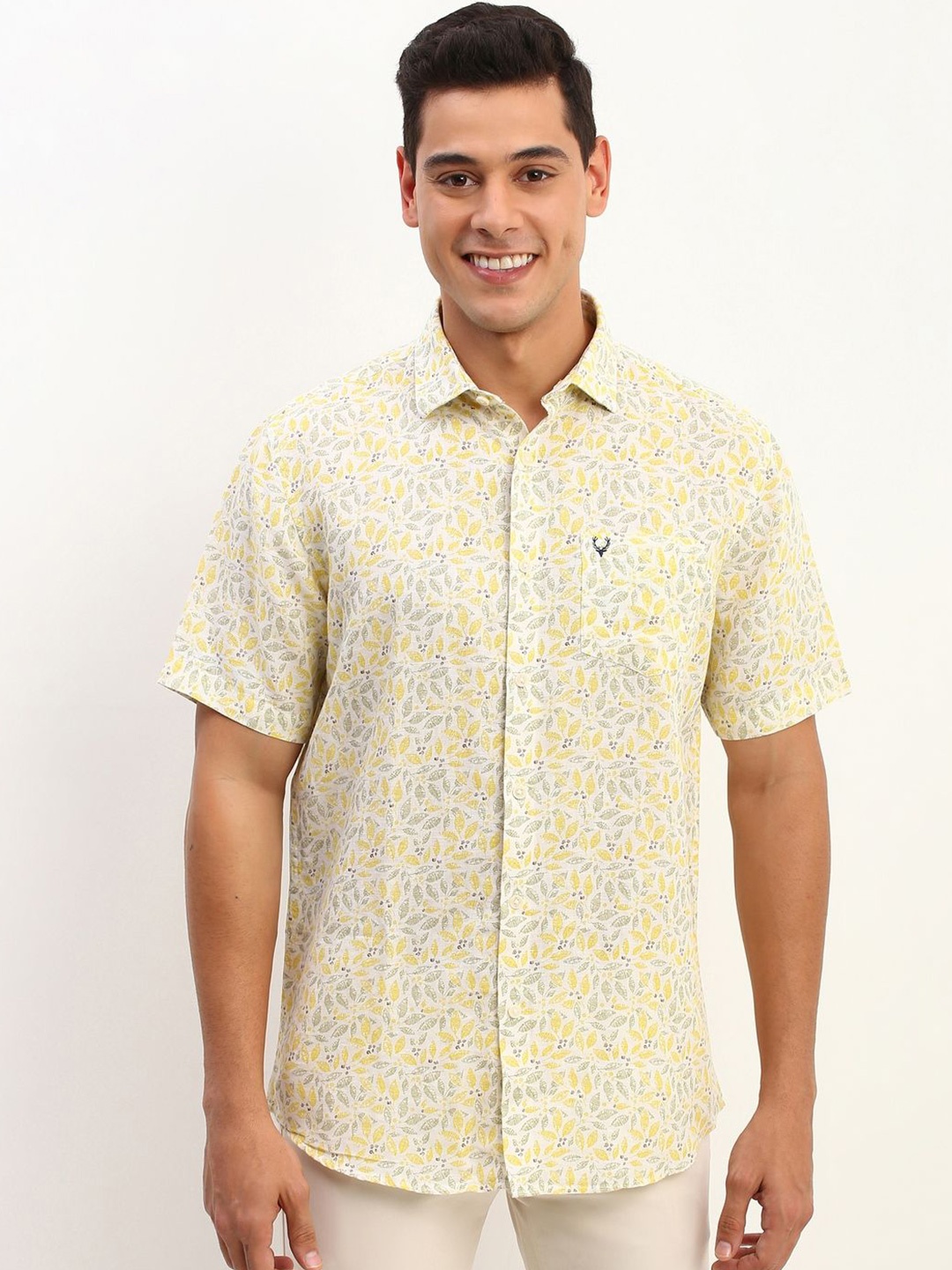 

Allen Solly Men Floral Printed Slim Fit Casual Shirt, Yellow