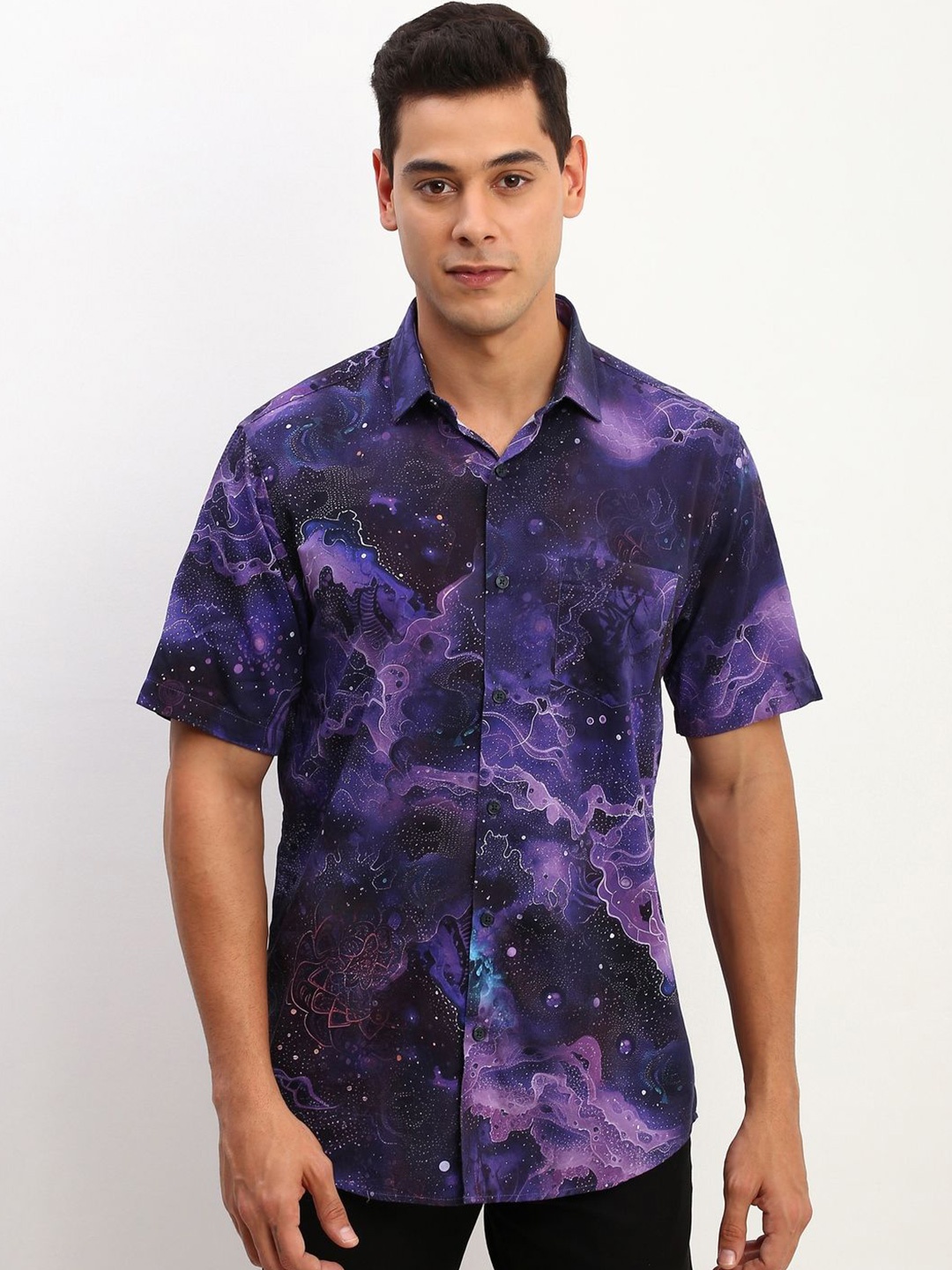 

Allen Solly Men Abstract Printed Cotton Slim Fit Casual Shirt, Purple