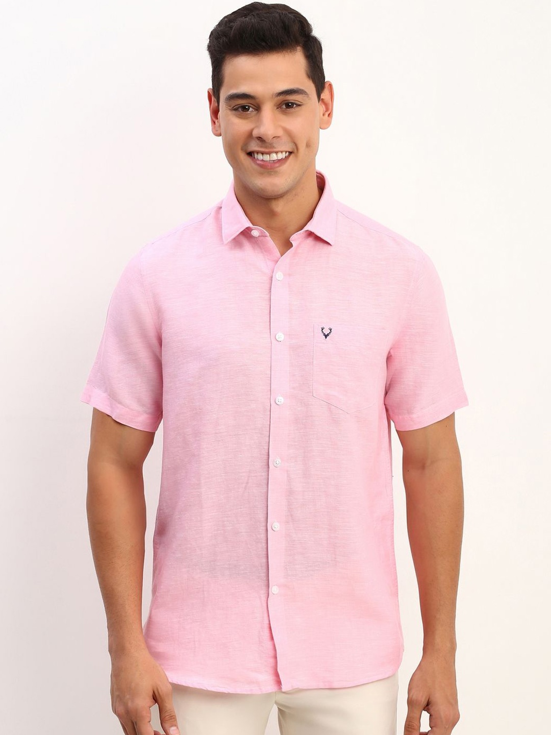 

Allen Solly Men Solid Slim Fit Casual Shirt, Pink