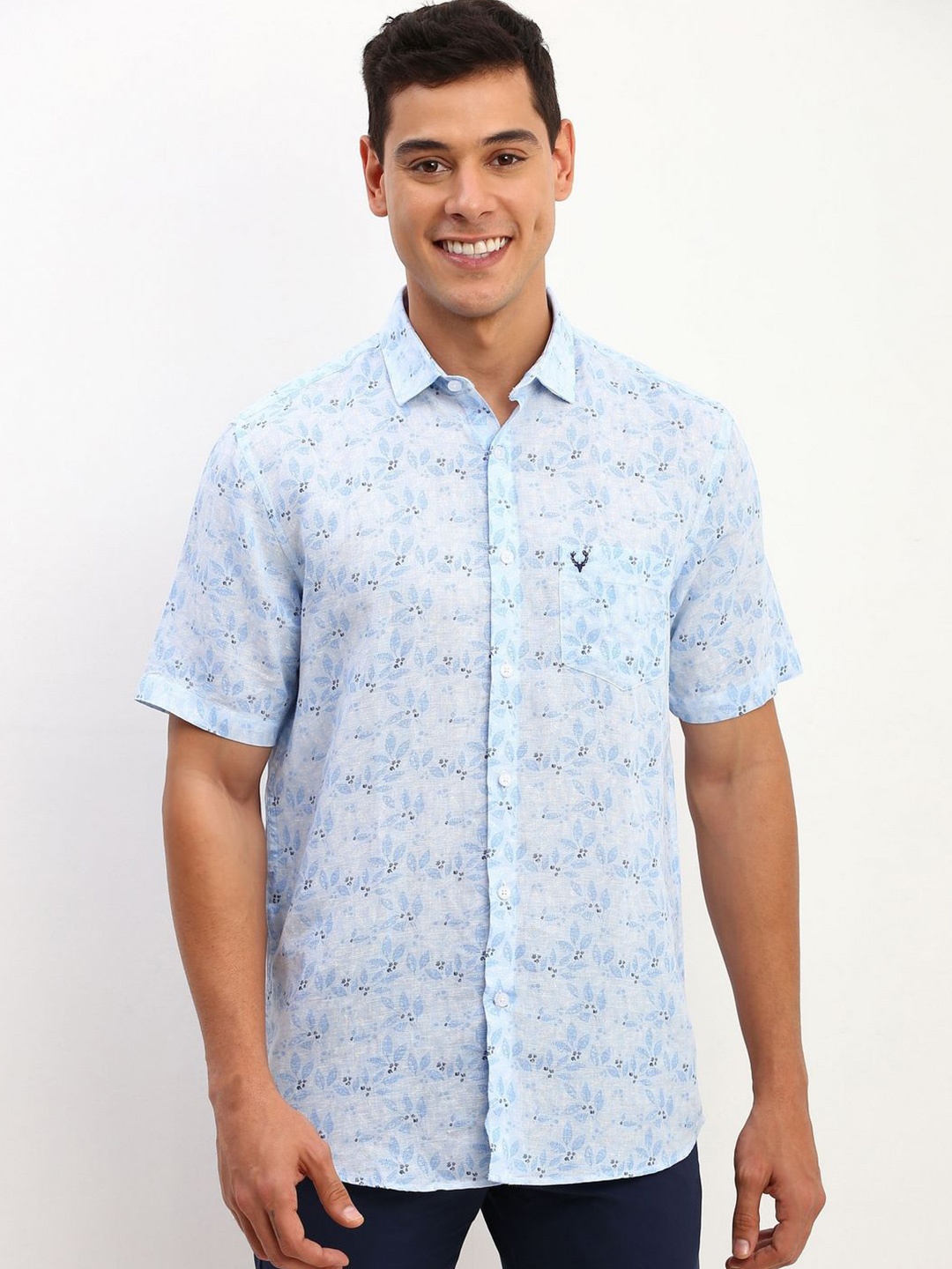 

Allen Solly Men Floral Printed Slim Fit Casual Shirt, Blue