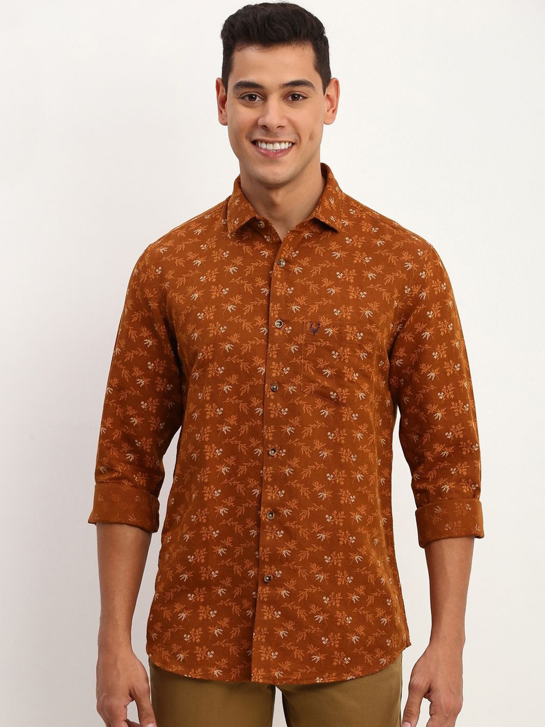 

Allen Solly Men Floral Printed Slim Fit Casual Shirt, Rust