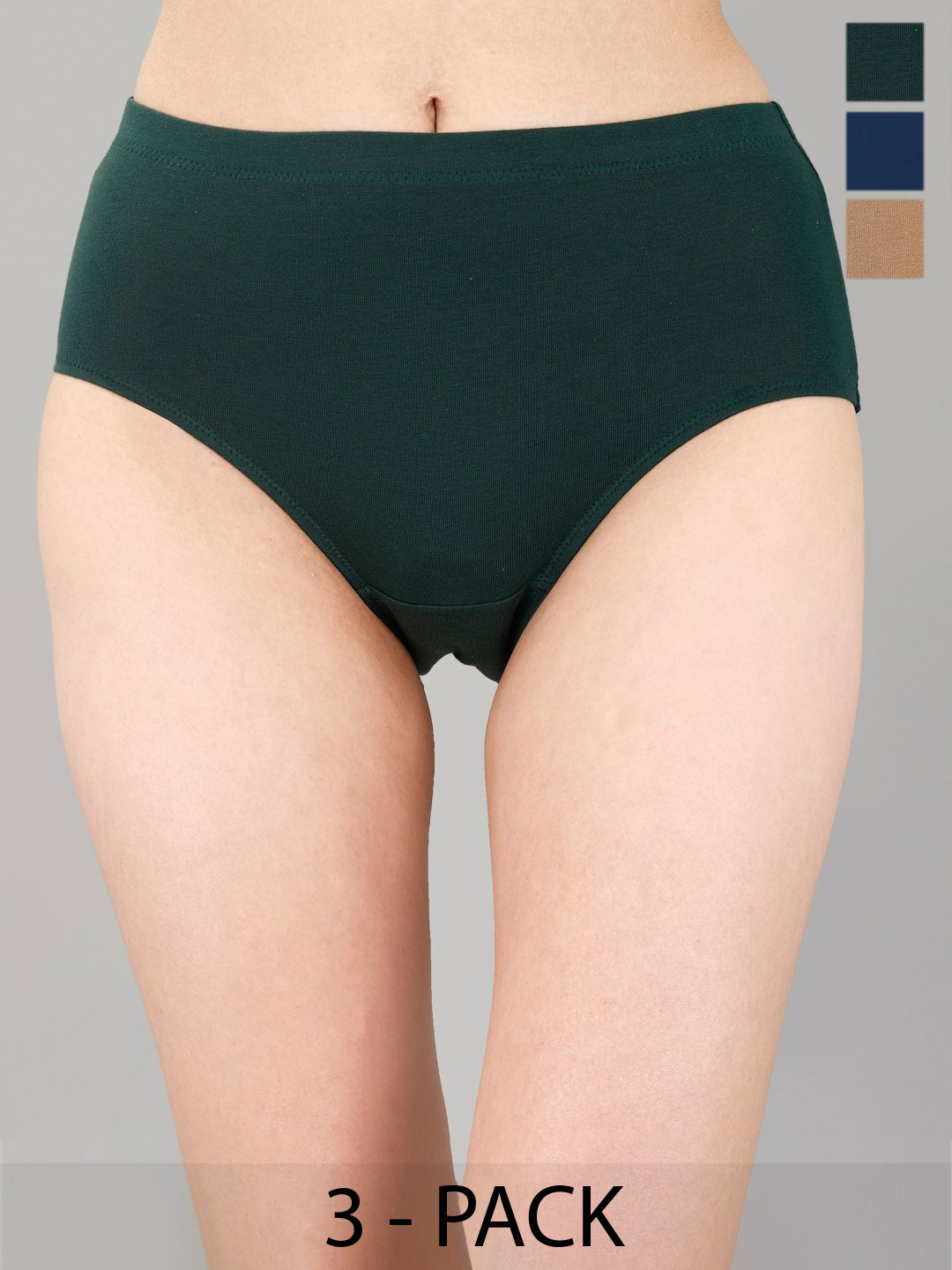 

Soie Pack Of 3 Printed High Rise High Waist Hipster Briefs 3HWB-31 P-14, Green