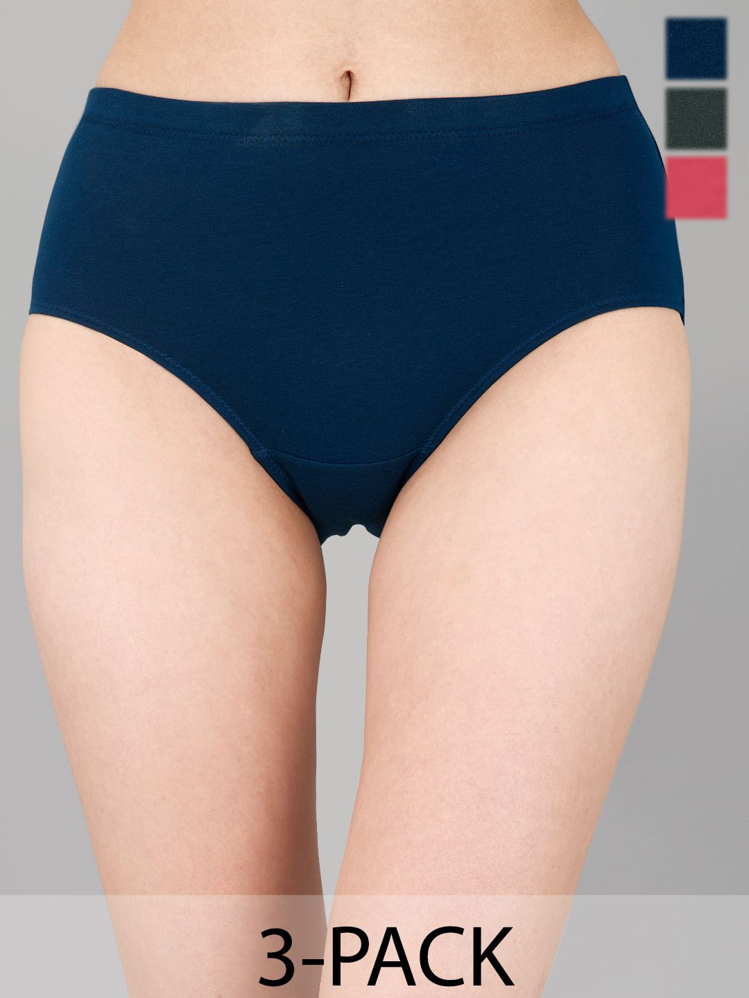 

Soie Women Pack Of 3 Printed High Rise High Waist Hipster Briefs, Blue