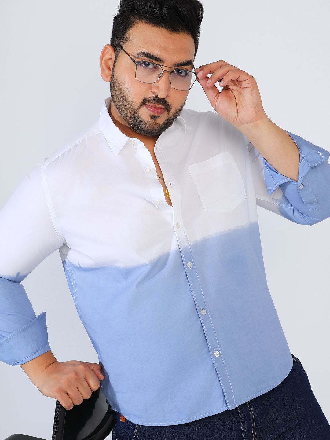 

Instafab Plus Men Comfort Opaque Casual Shirt, Blue