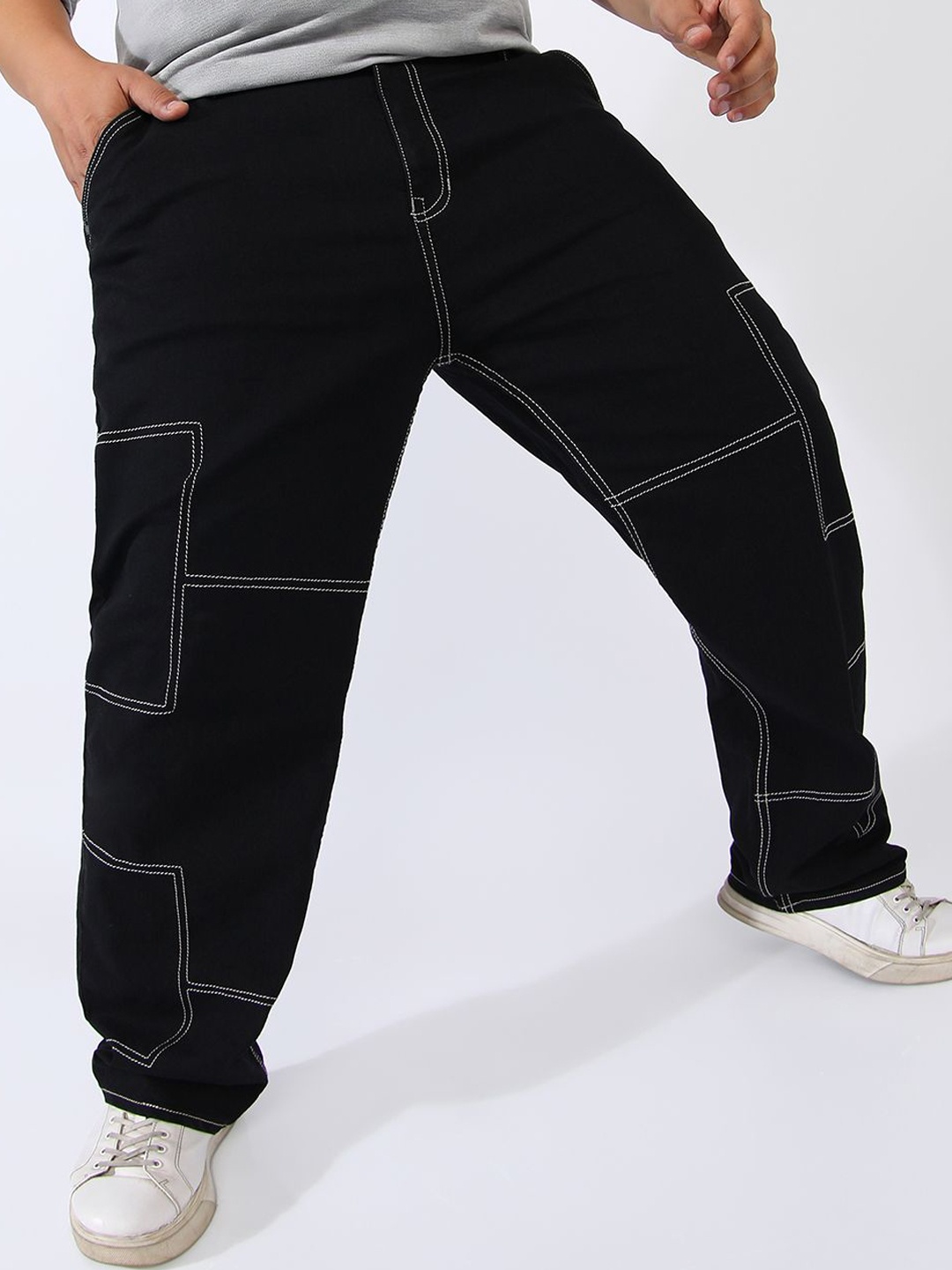 

Instafab Plus Men Plus Size Comfort Relaxed Fit Stretchable Jeans, Black