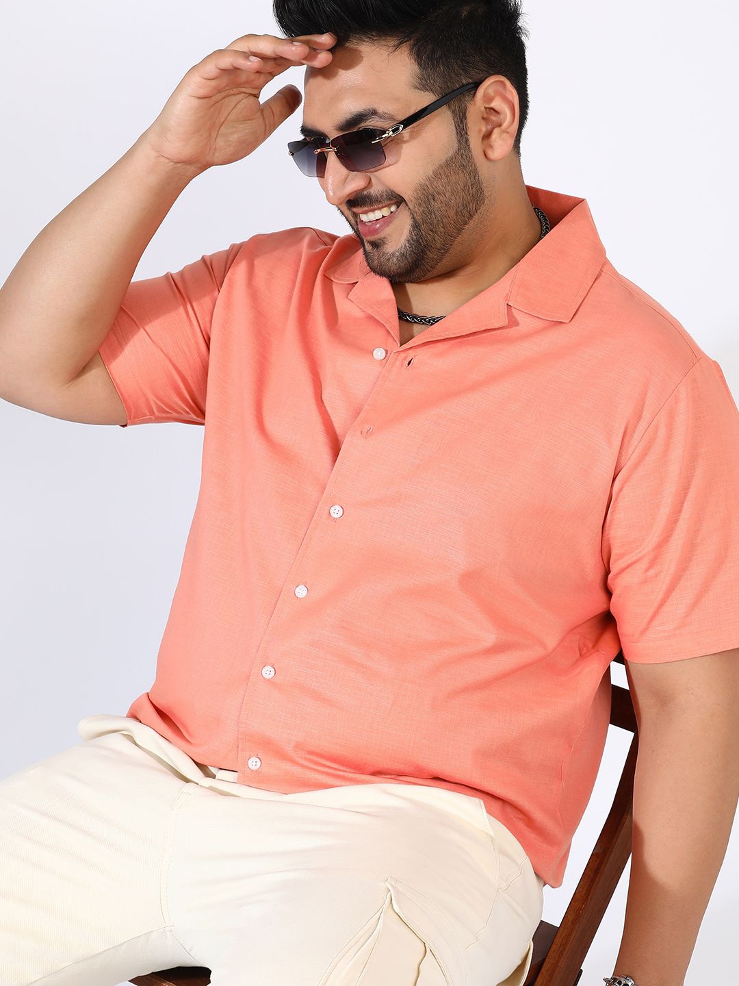 

Instafab Plus Men Plus SIze Comfort Solid Casual Shirt, Orange