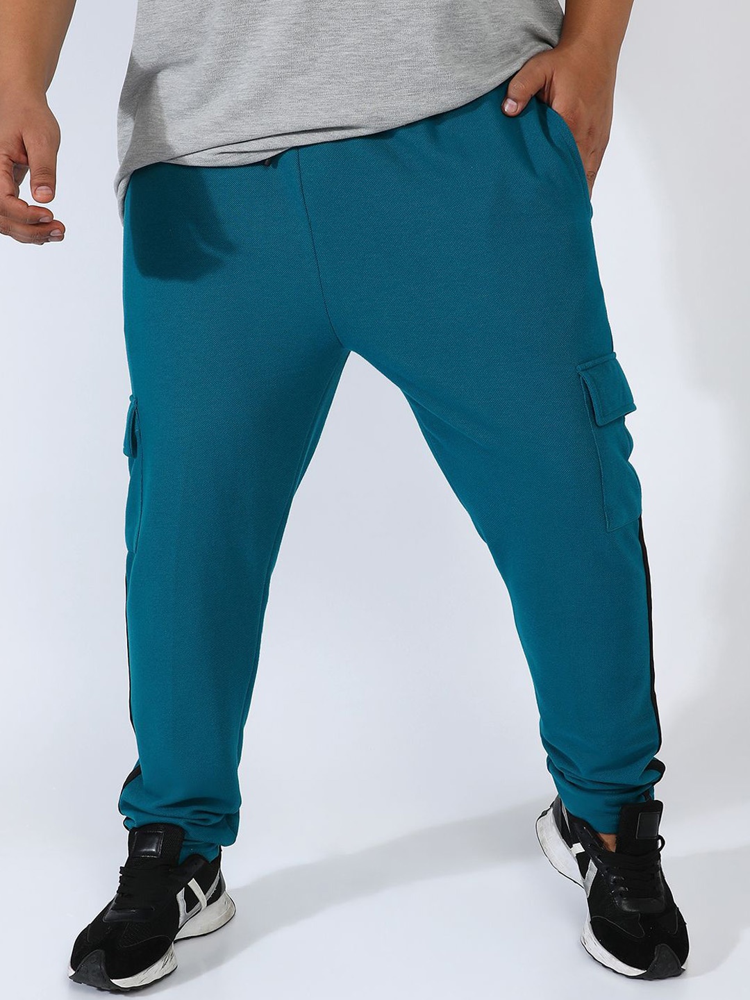 

Instafab Plus Men Relaxed Fit Cotton Mid Rise Track Pants, Blue