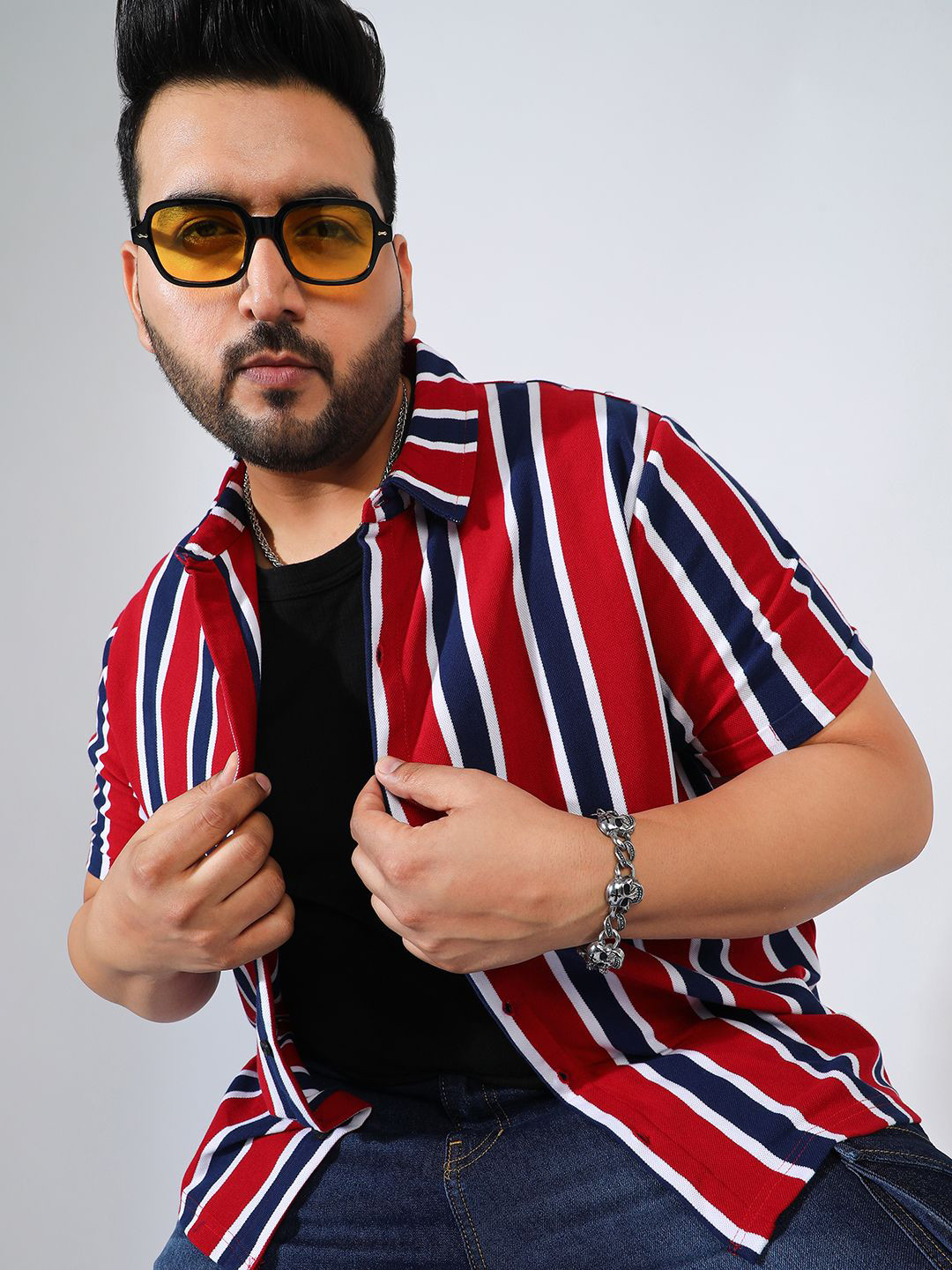 

Instafab Plus Men Plus SIze Comfort Striped Casual Shirt, Red