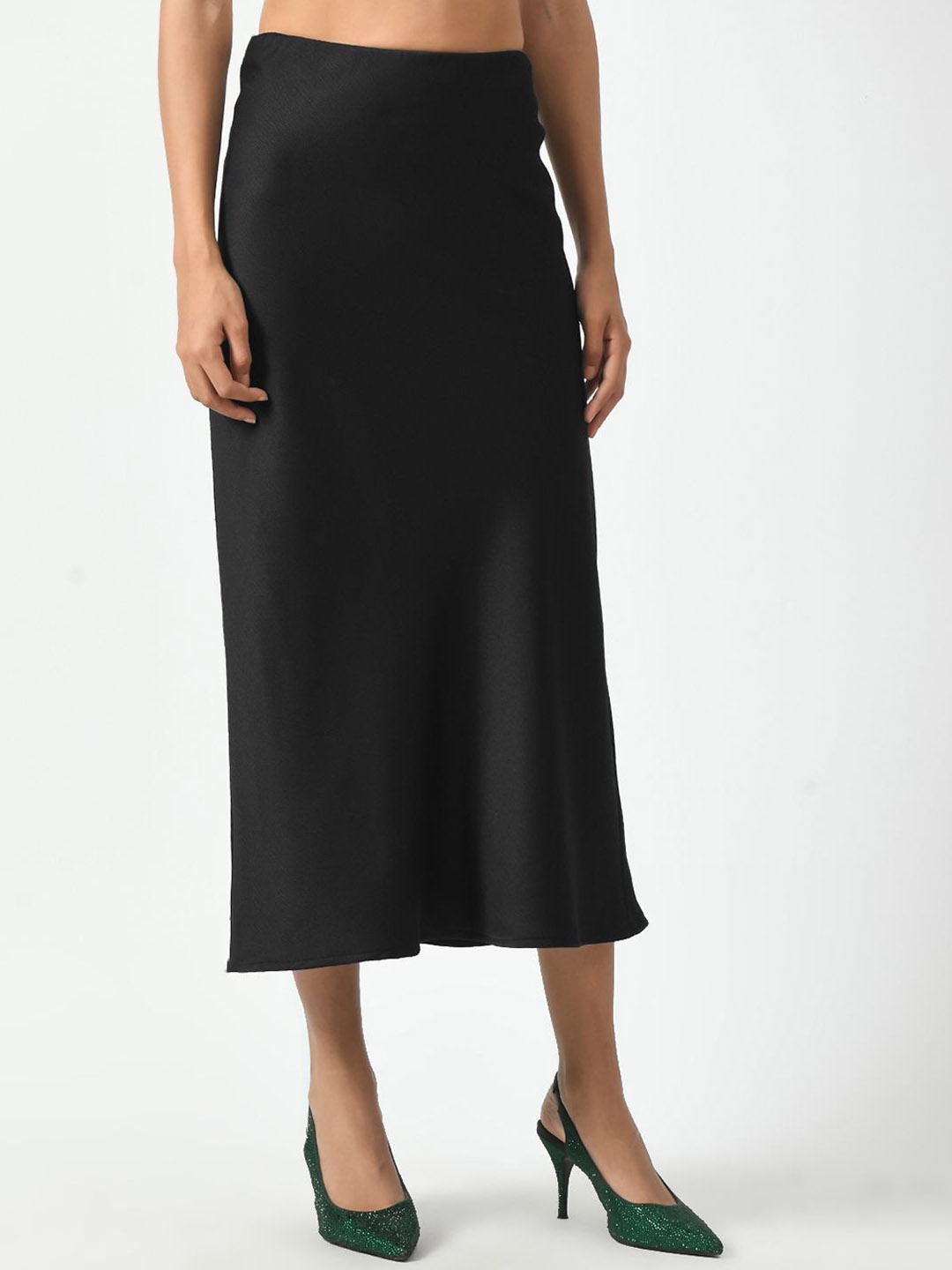 

OFFICE & YOU Straight Woven Midi Skirt, Black
