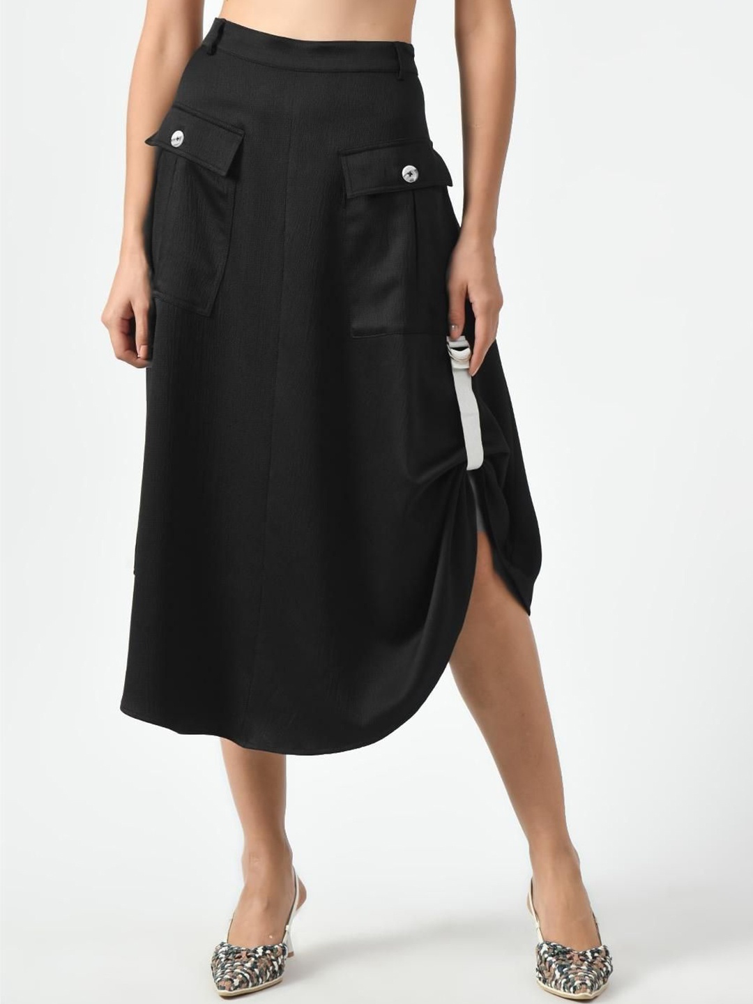 

OFFICE & YOU A-Line Midi Skirt With Pocket, Black