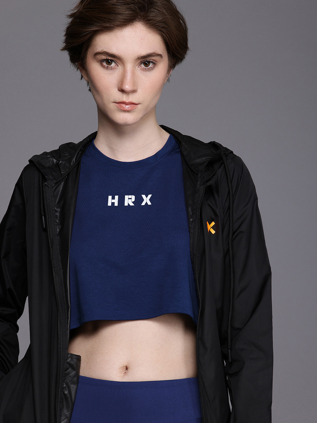 

HRX by Hrithik Roshan PERFORMANCEBONDED Brand Logo Rapid-Dry Crop Training T-shirt, Blue