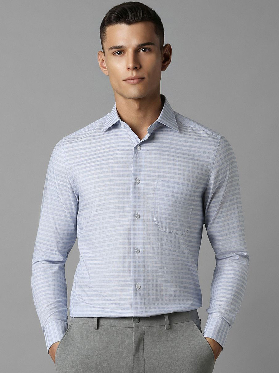 

Louis Philippe Men Checked Formal Classic Fit Shirt, Blue