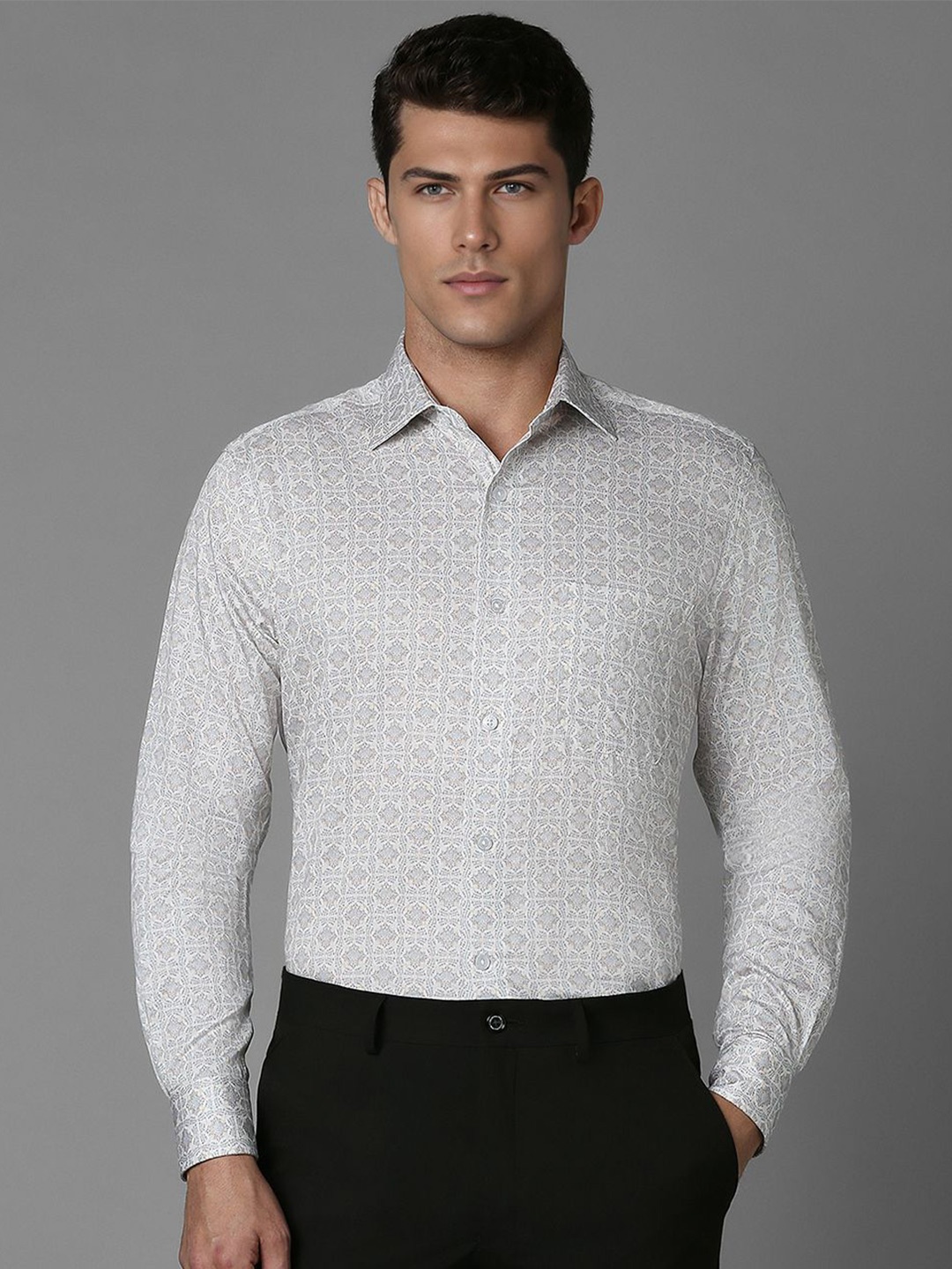 

Louis Philippe Men Abstract Printed Pure Cotton Formal Shirt, Grey
