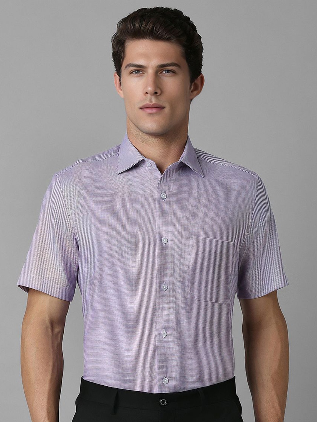 

Louis Philippe Men Micro Checked Formal Classic Fit Shirt, Purple