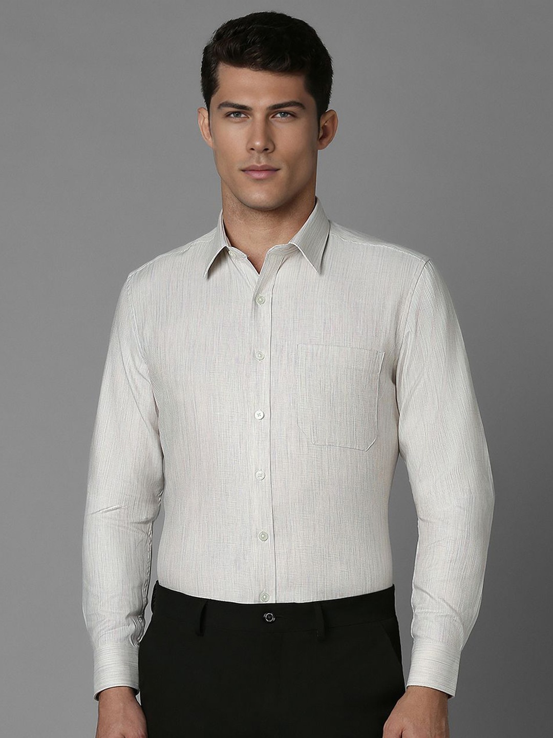 

Louis Philippe Men Slim Fit Textured Formal Shirt, Grey