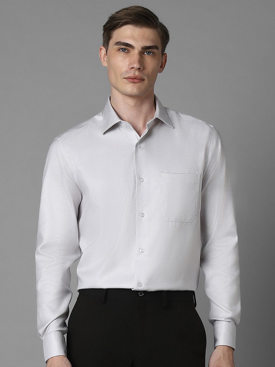 

Louis Philippe Men Solid Pure Cotton Formal Classic Fit Shirt, Grey