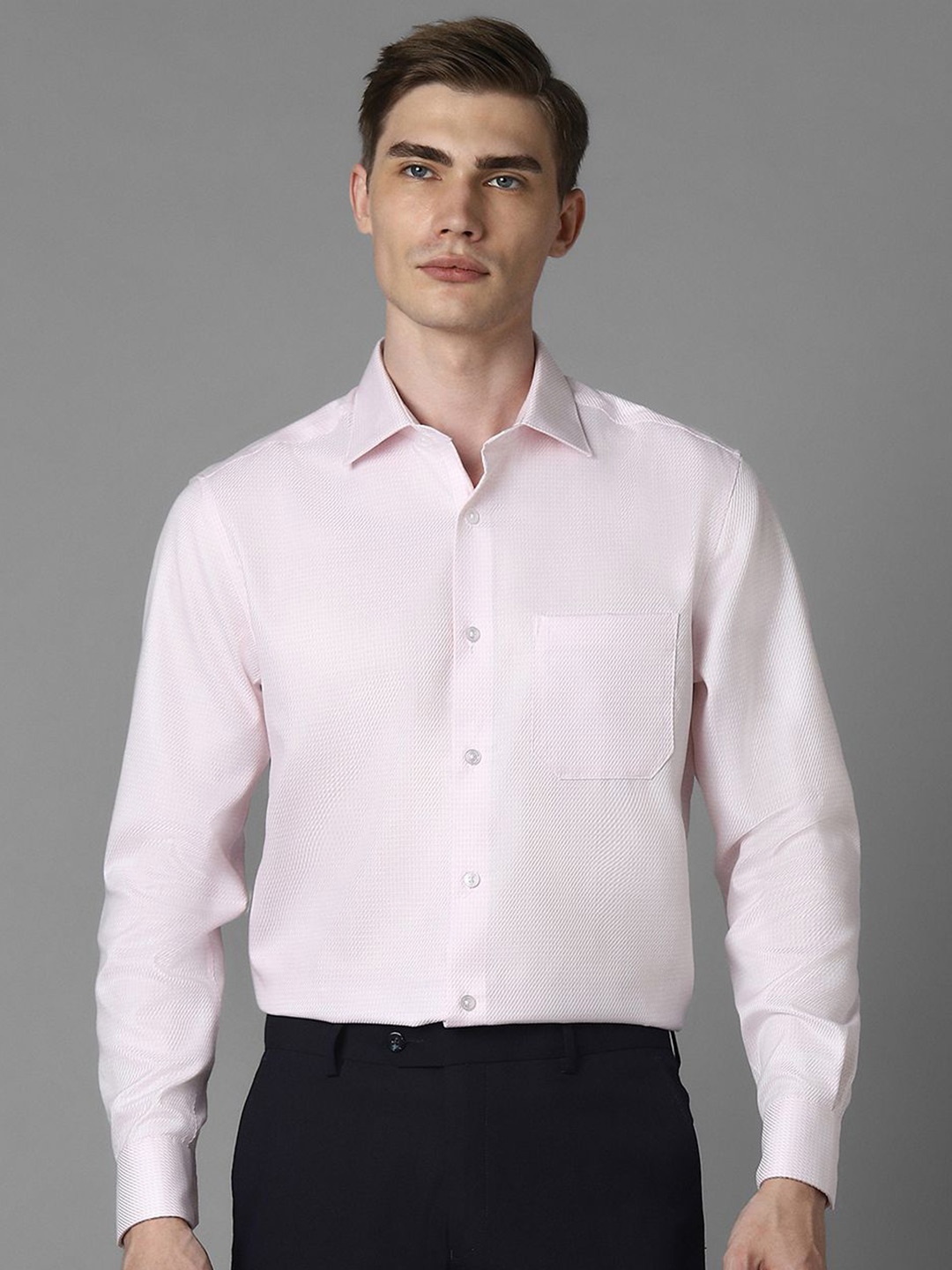 

Louis Philippe Men Textured Formal Classic Fit Shirt, Pink