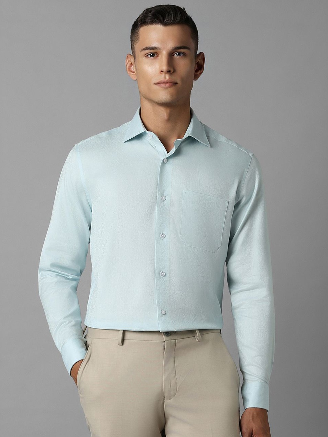 

Louis Philippe Men Textured Formal Classic Fit Shirt, Blue