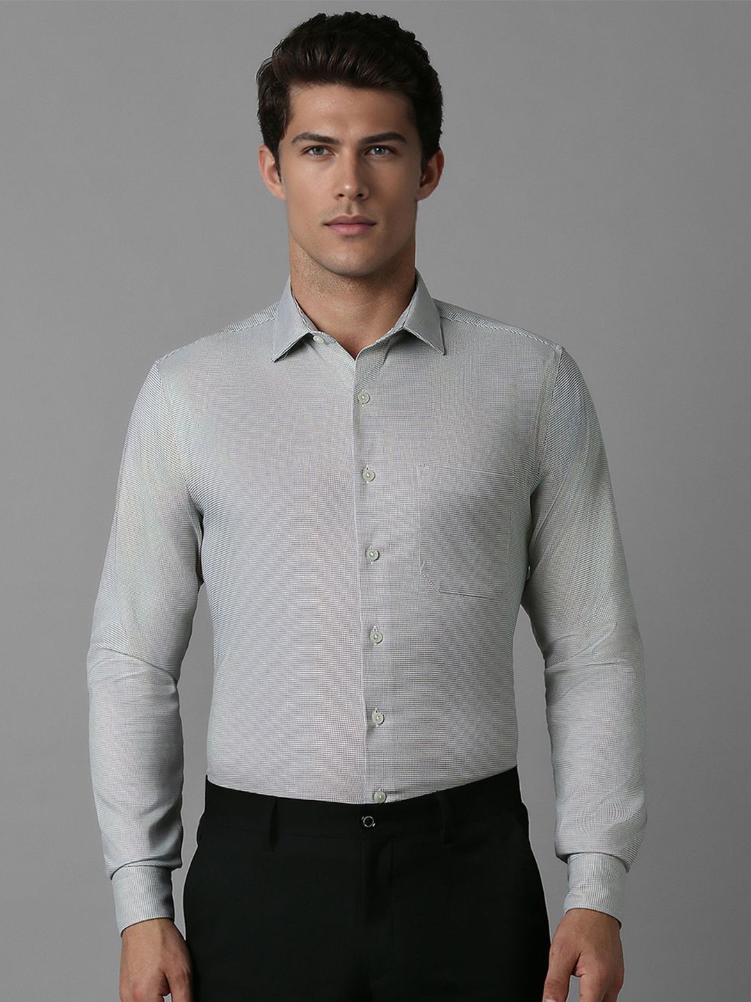 

Louis Philippe Men Micro Checked Slim Fit Formal Shirt, Grey