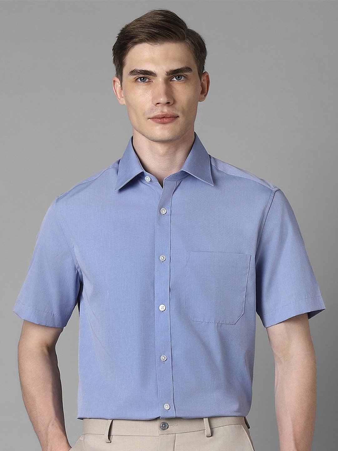 

Louis Philippe Men Solid Pure Cotton Formal Shirt, Blue