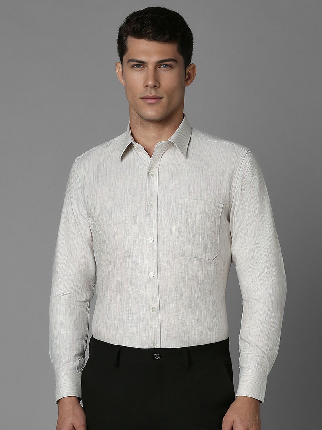 

Louis Philippe Men Slim Fit Textured Formal Shirt, Grey