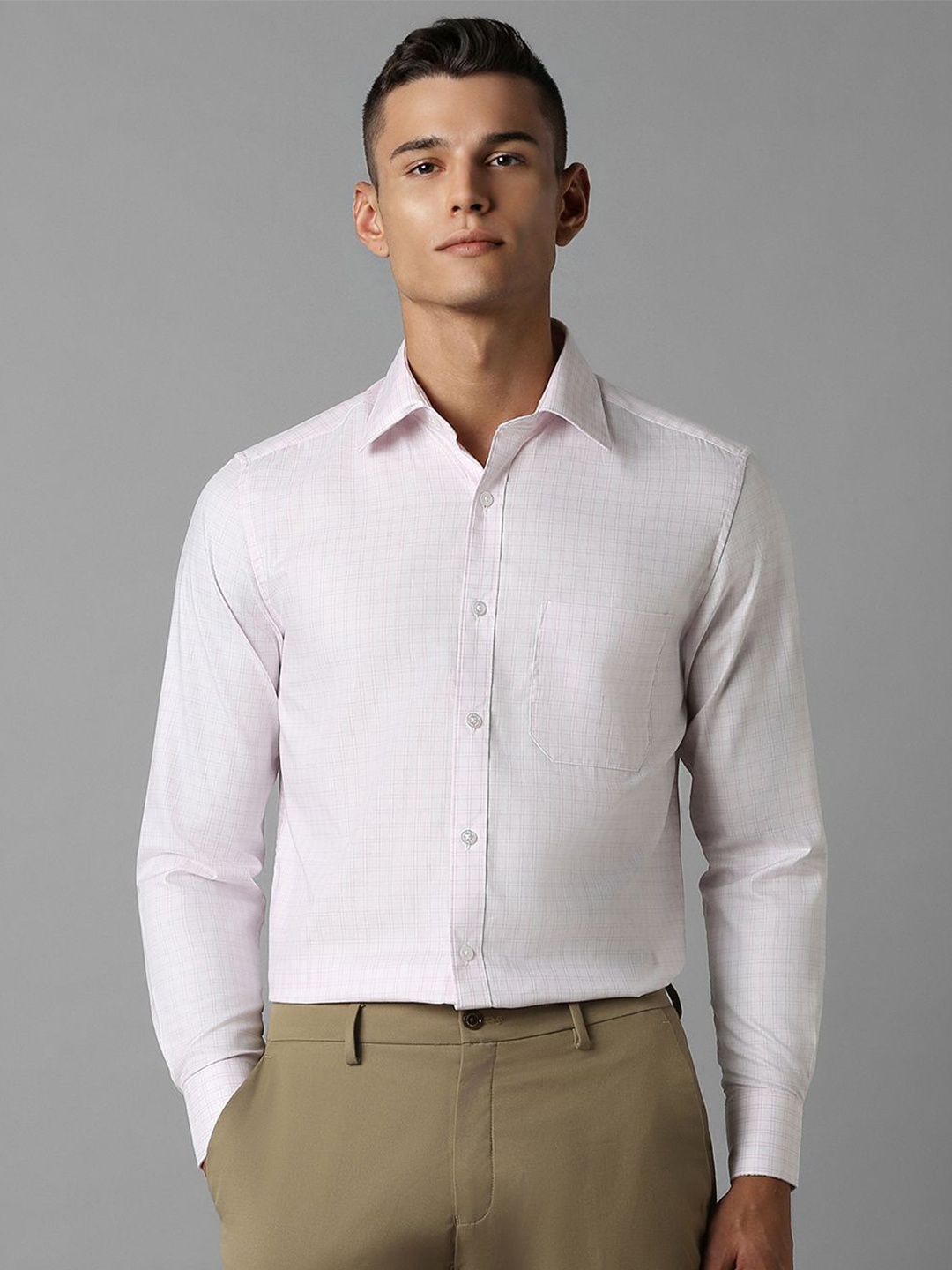 

Louis Philippe Men Checked Formal Classic Fit Shirt, Pink
