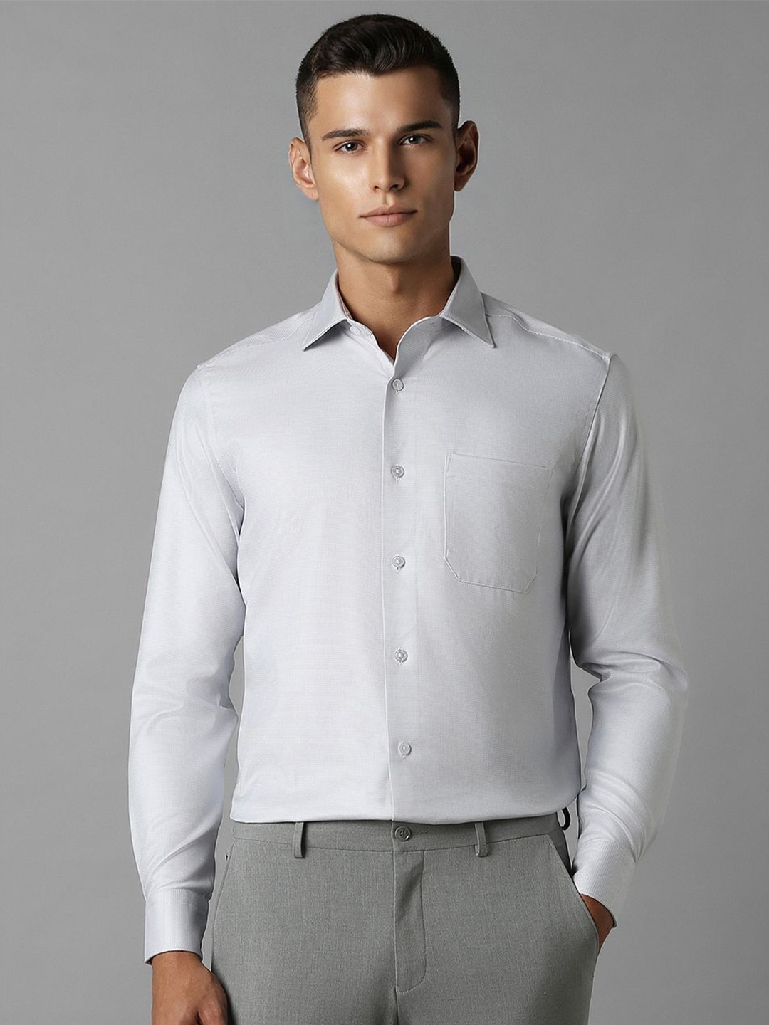 

Louis Philippe Men Textured Formal Classic Fit Shirt, Grey