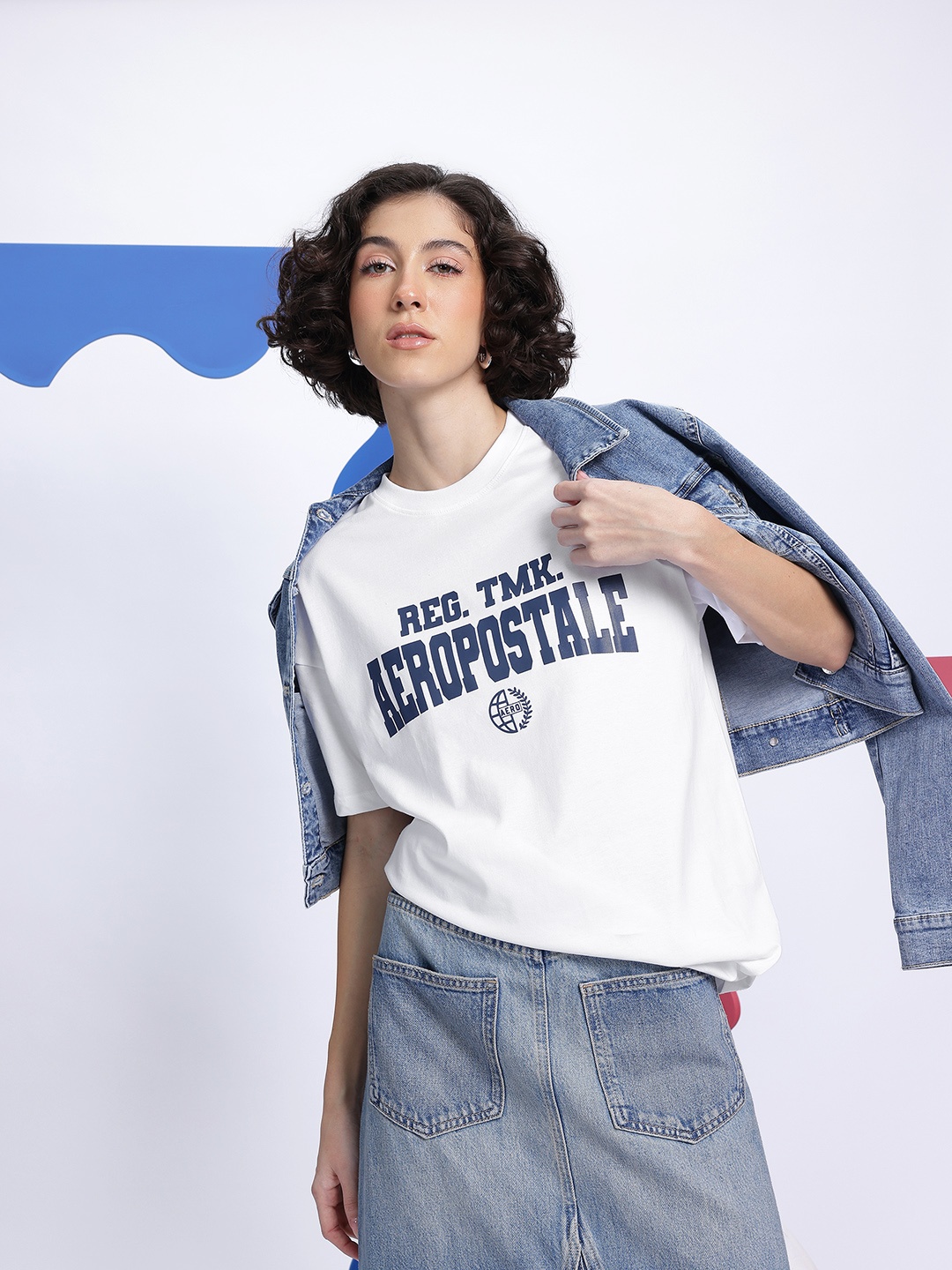 

Aeropostale Women Brand Logo Printed Pure Cotton T-shirt, White